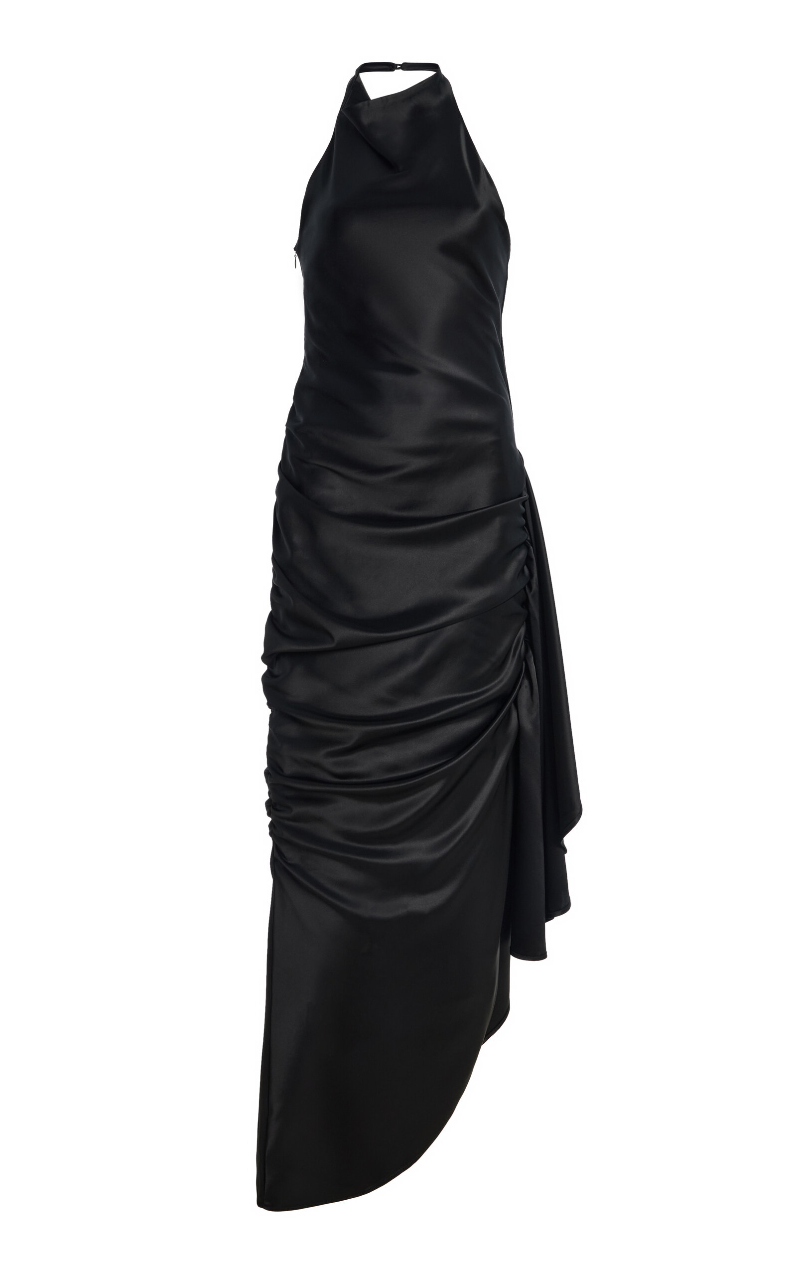 Paris Georgia - Mase Ruched Satin Maxi Dress - Black - L - Moda Operandi