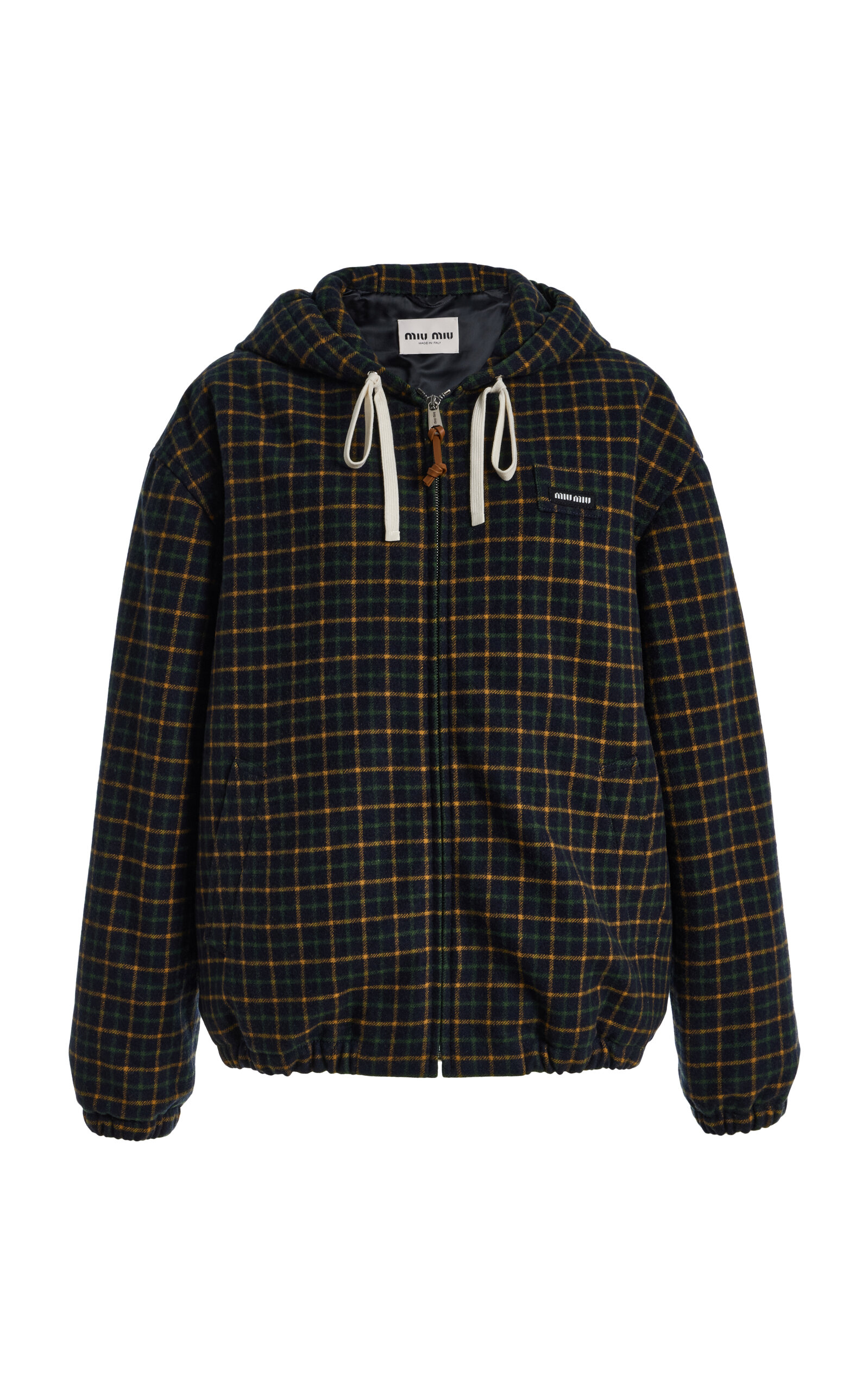 Miu Miu Checkered Wool-Blend Jacket - Moda Operandi