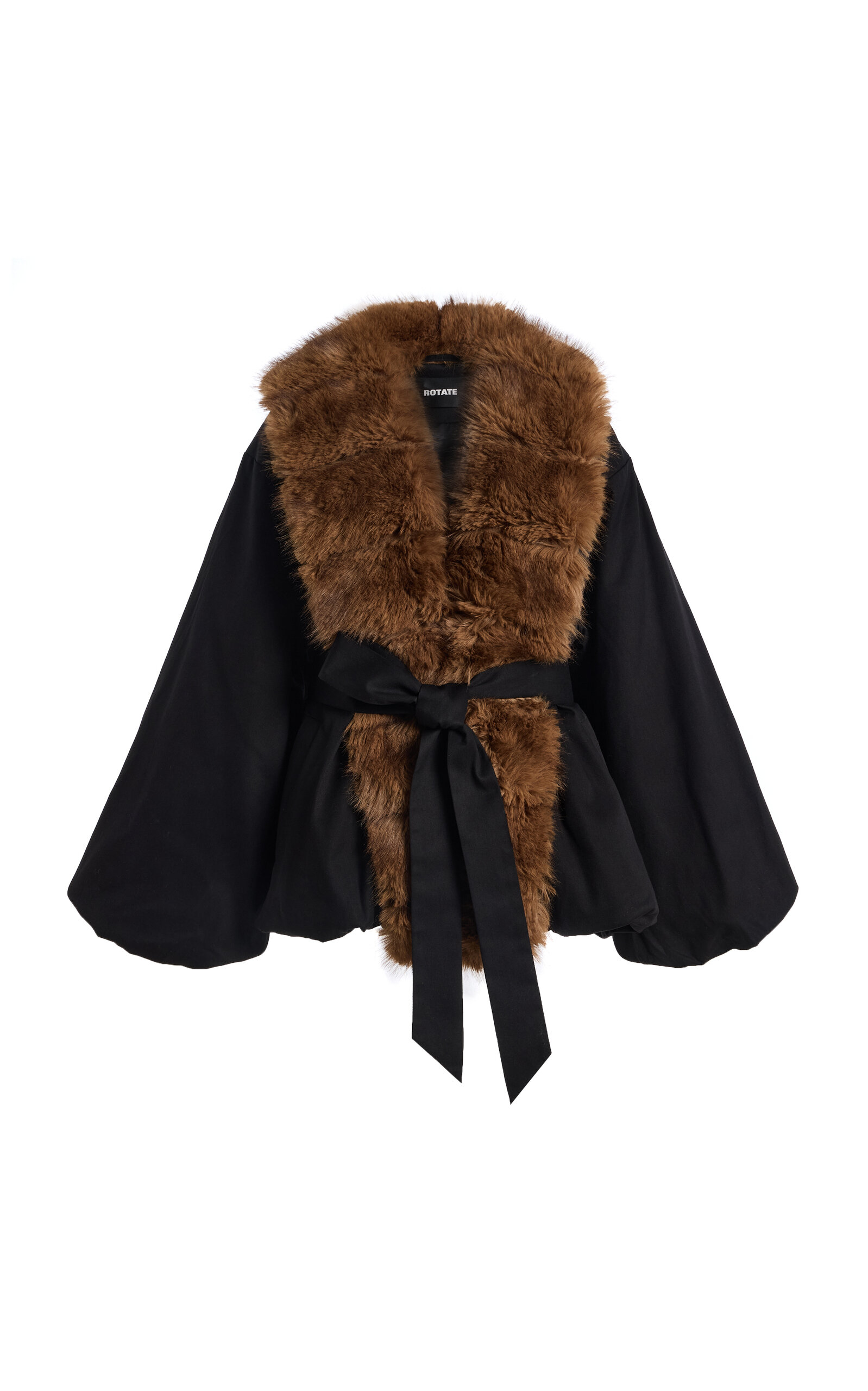 Rotate Birger Christensen Rotate Faux Fur Collar Jacket In Black