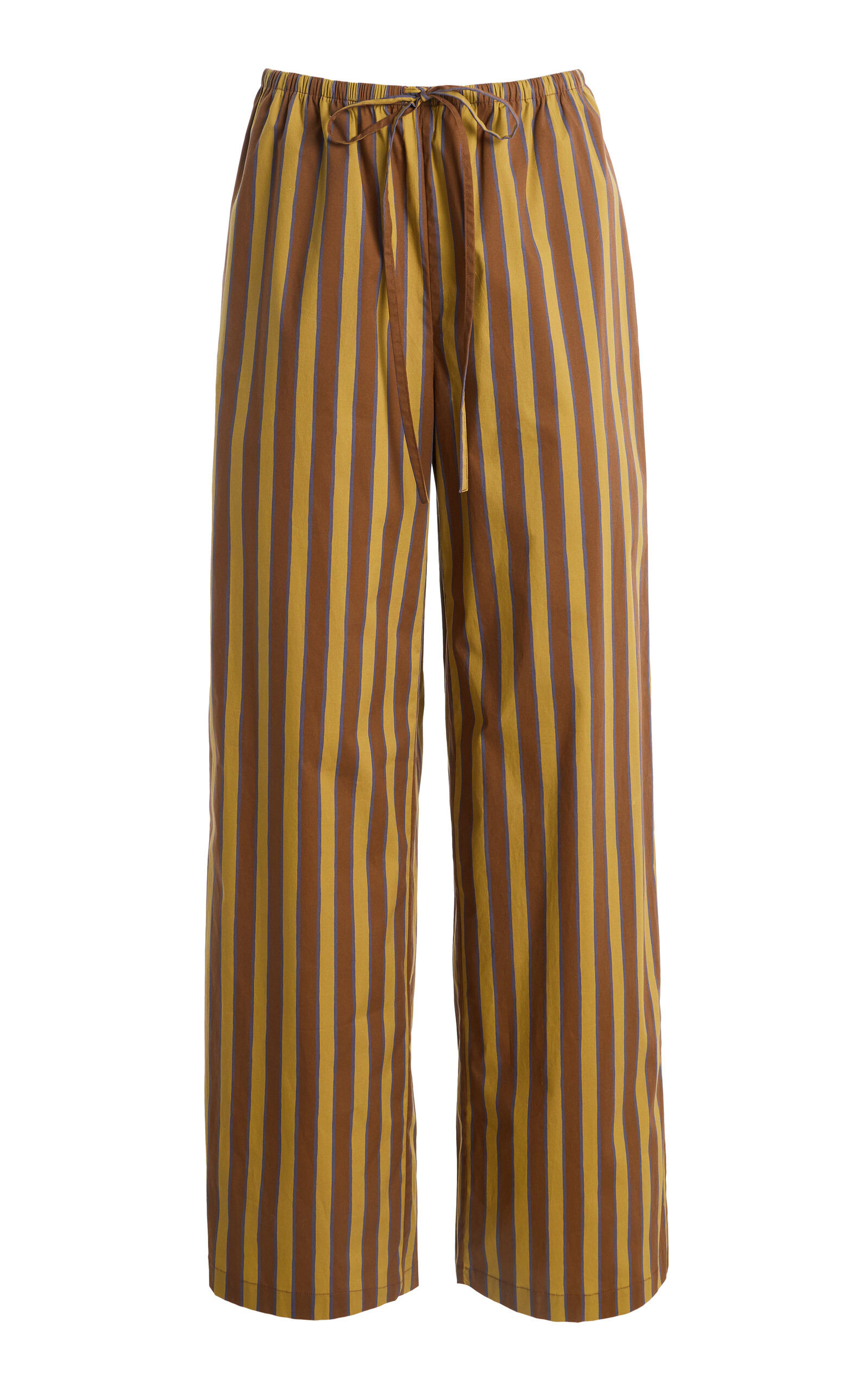 Staud Mateo Striped Silk-blend Wide-leg Pants In Brown