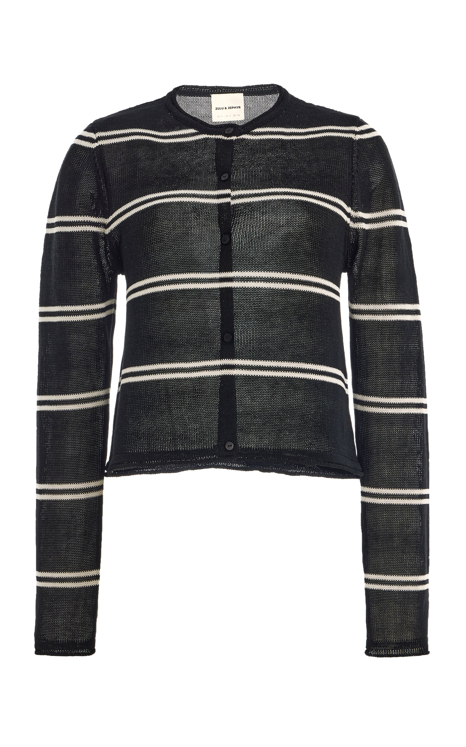 Zulu & Zephyr Striped Knit Cardigan In Black,white