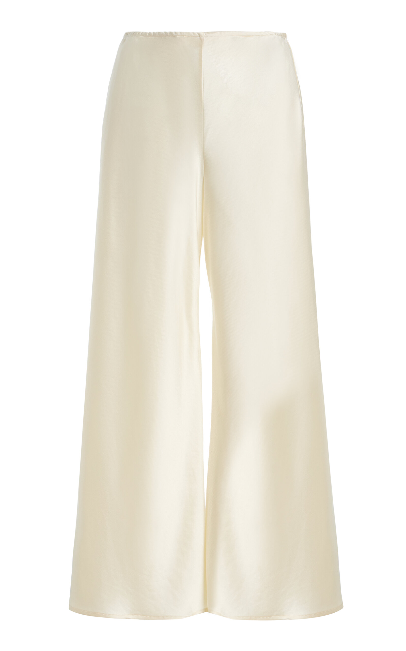 Leset - Barb Bias Satin Wide-Leg Pants   - Ivory - XS - Moda Operandi