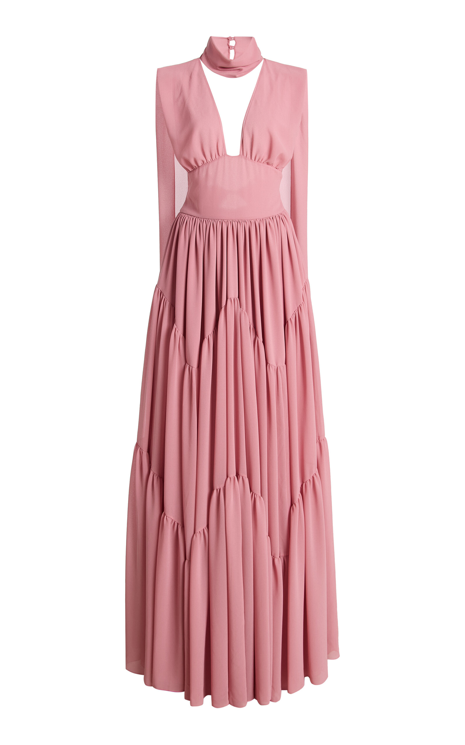 Harithand Exclusive Cara Mia Ruffled Silk Georgette Maxi Dress