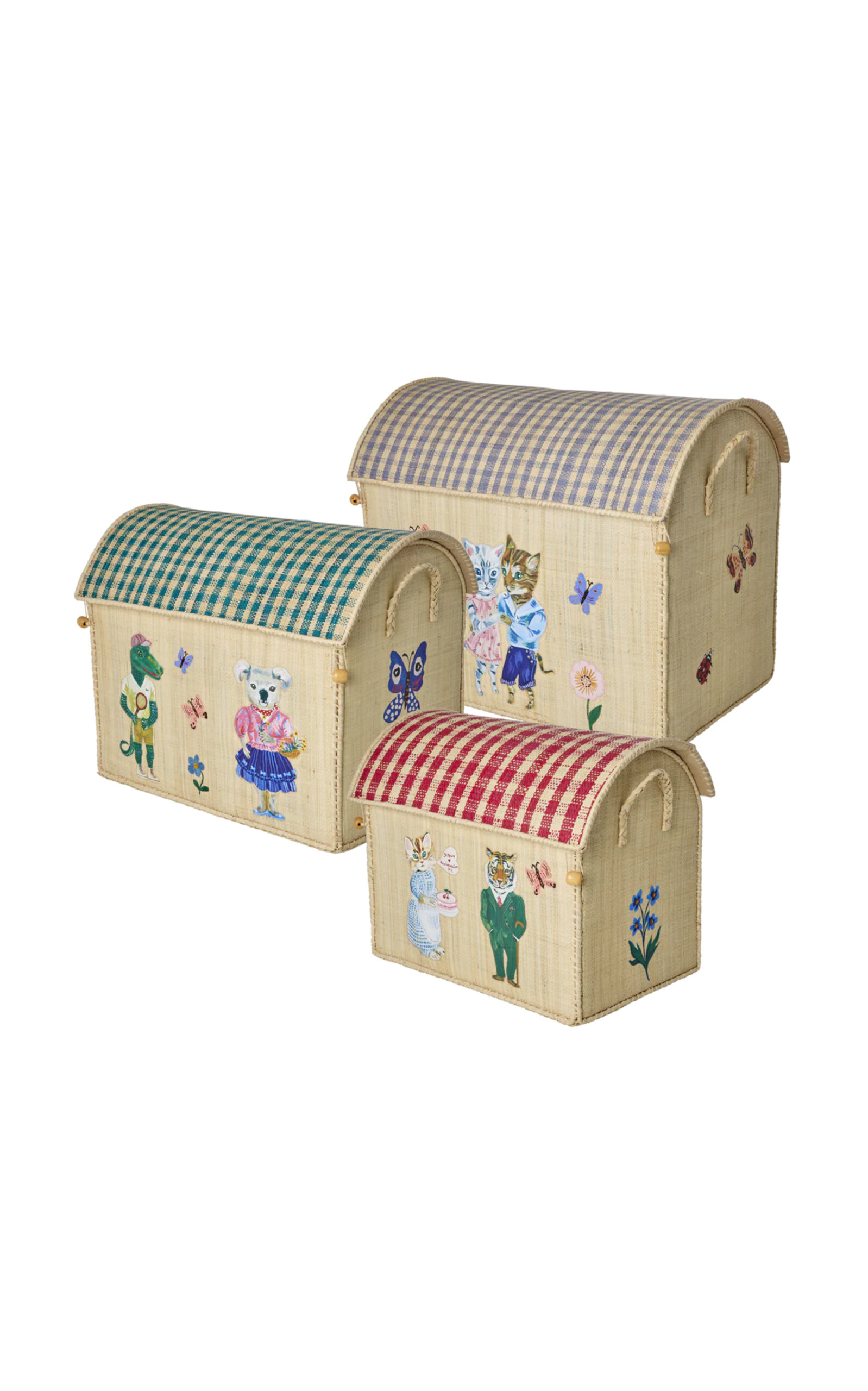 Rice - Set-of-three Raffia Storage Baskets - Multi In Multi