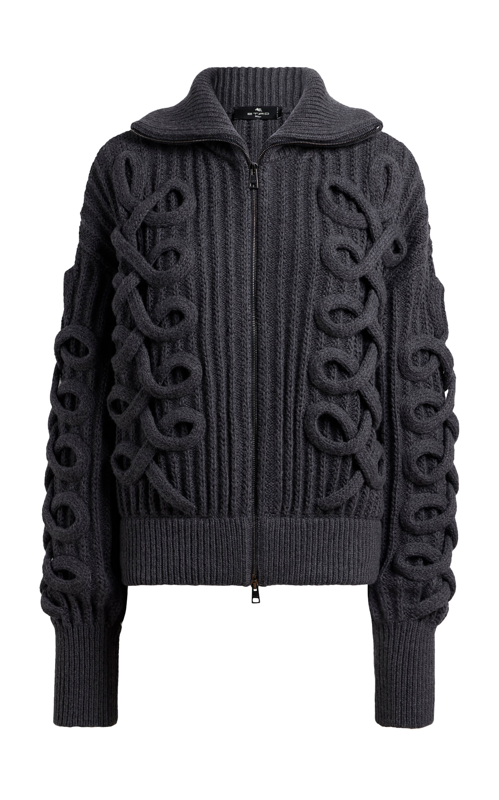 Etro - Loop-Detailed Wool-Blend Cardigan - Grey - IT 38 - Moda Operandi