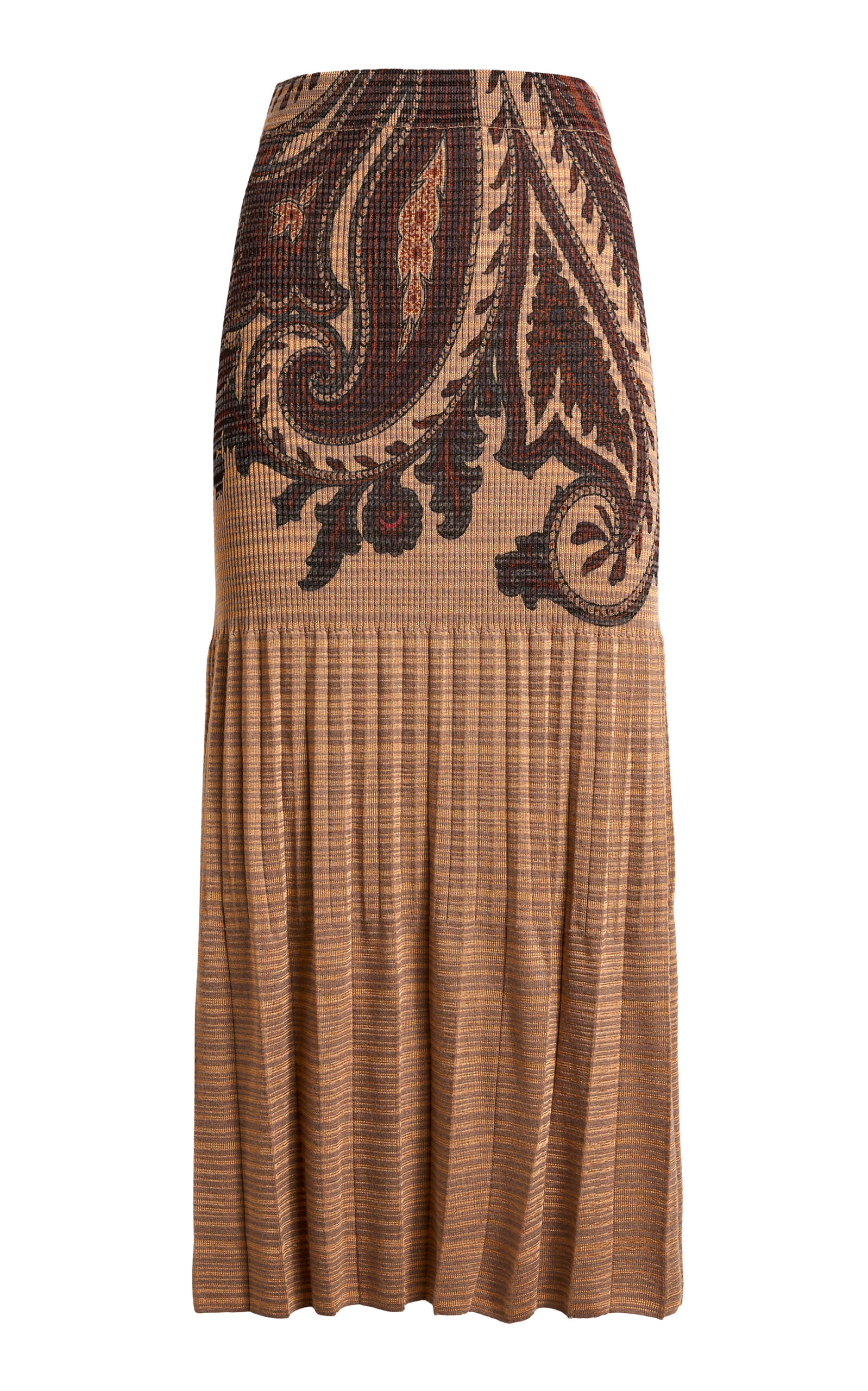 Etro Patterned Knit Wool-Blend Midi Skirt - Moda Operandi