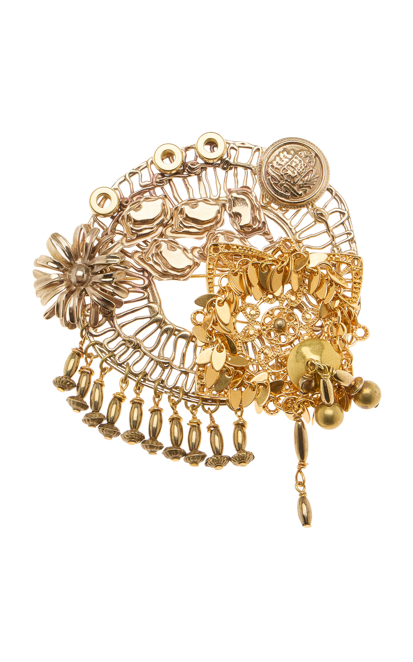 Dries Van Noten Aged Brass Pin Brooch - Moda Operandi
