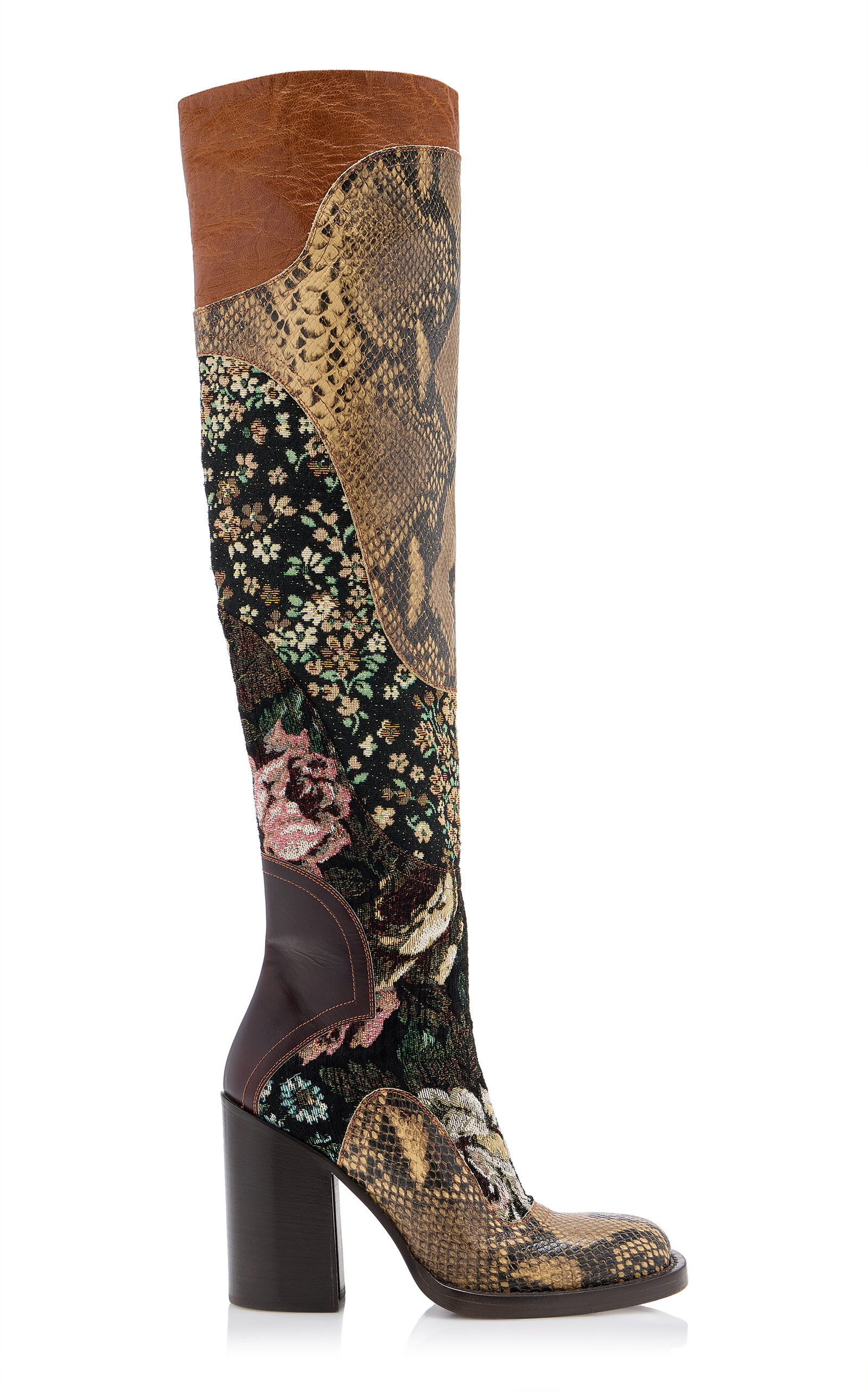 Dries Van Noten - Forest Patchwork Leather Boots - Multi - IT 36 - Moda Operandi