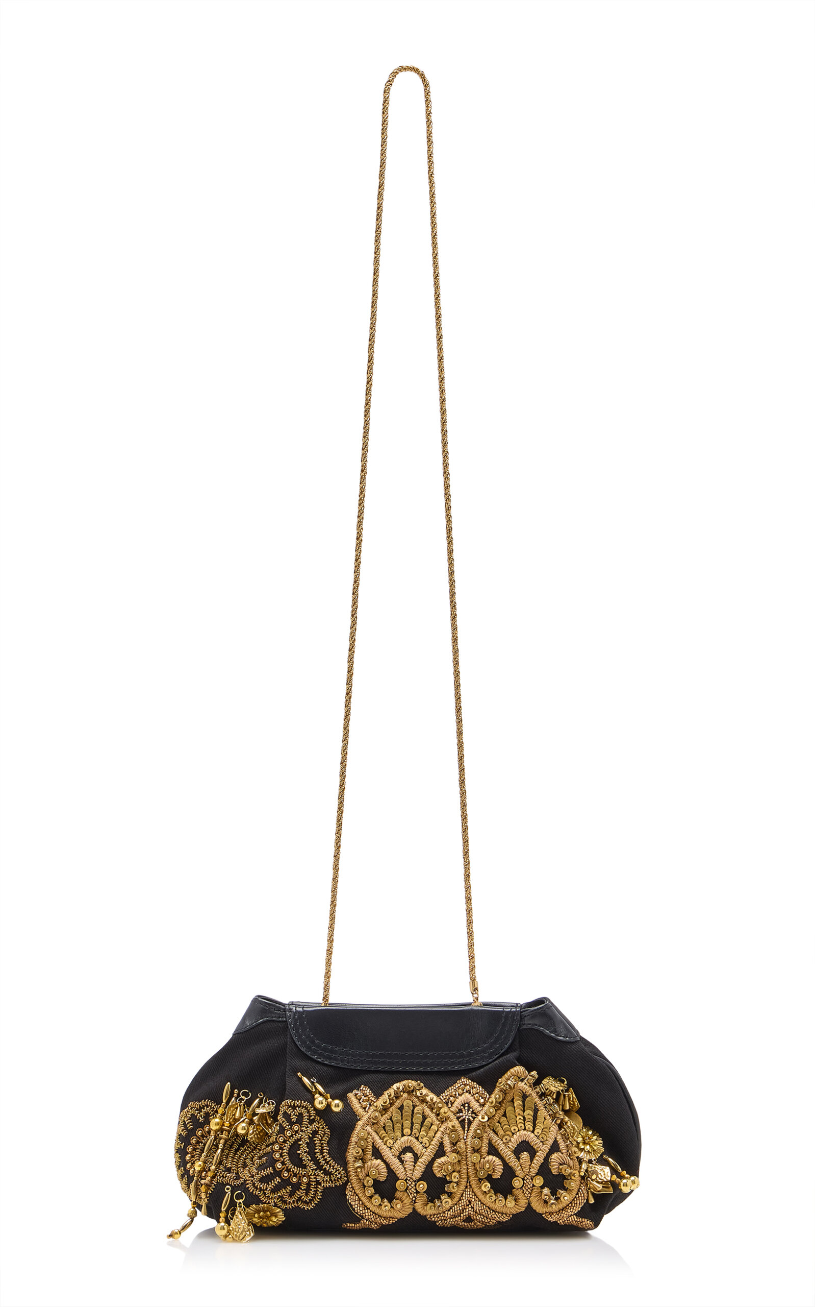 Dries Van Noten - Small Embroidered Cotton Clutch - Black - OS - Moda Operandi