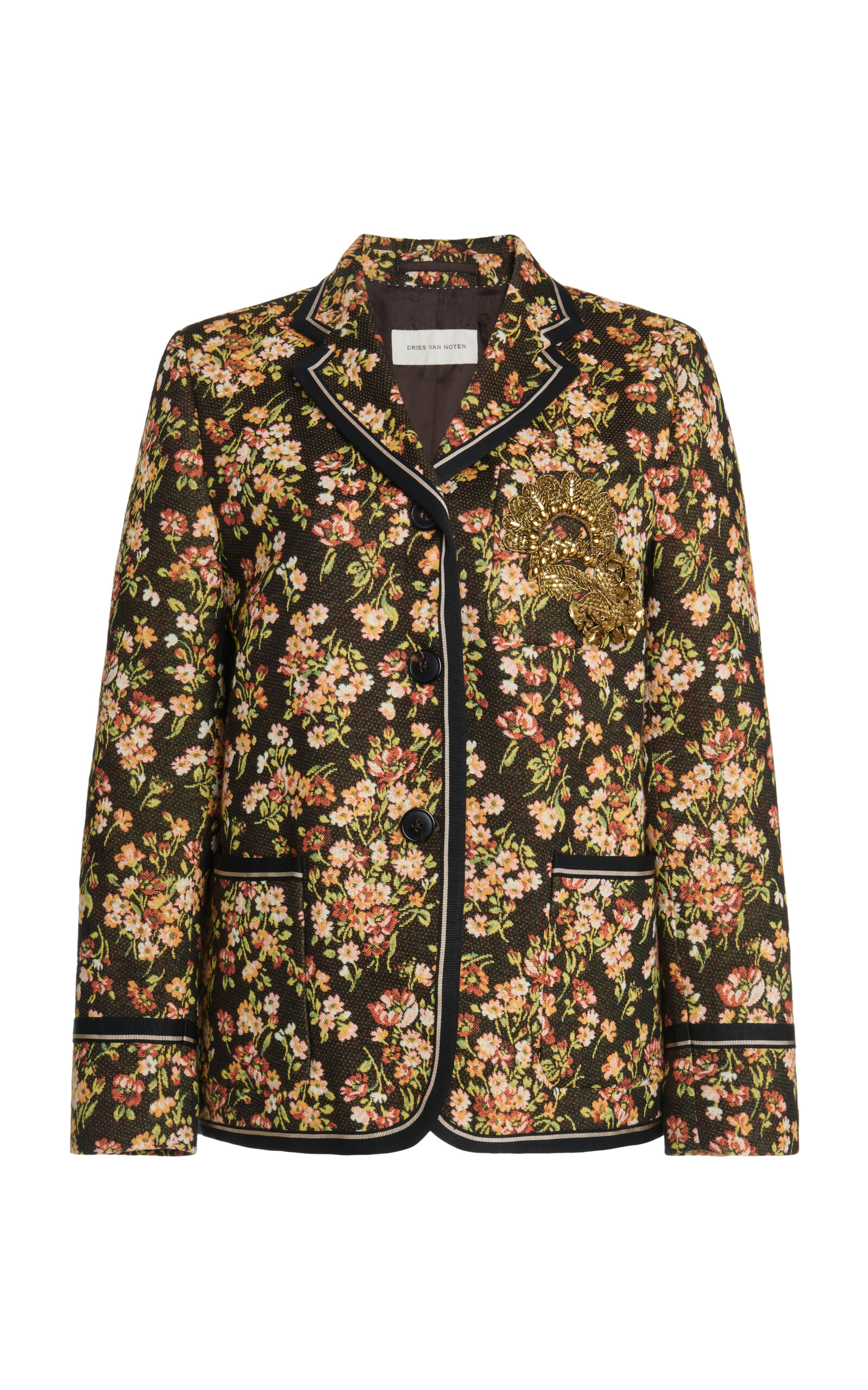 Dries Van Noten - Brea Embroidered Cotton-Blend Blazer - Brown - FR 38 - Moda Operandi