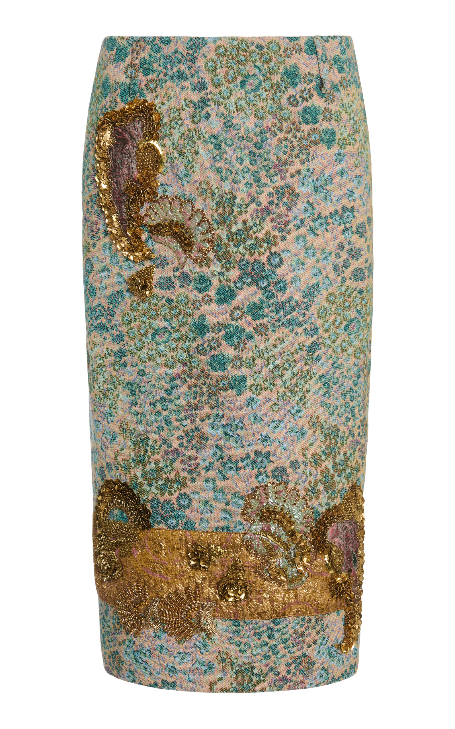 Dries Van Noten - Sentista Embellished Midi Skirt - Blue - FR 40 - Moda Operandi