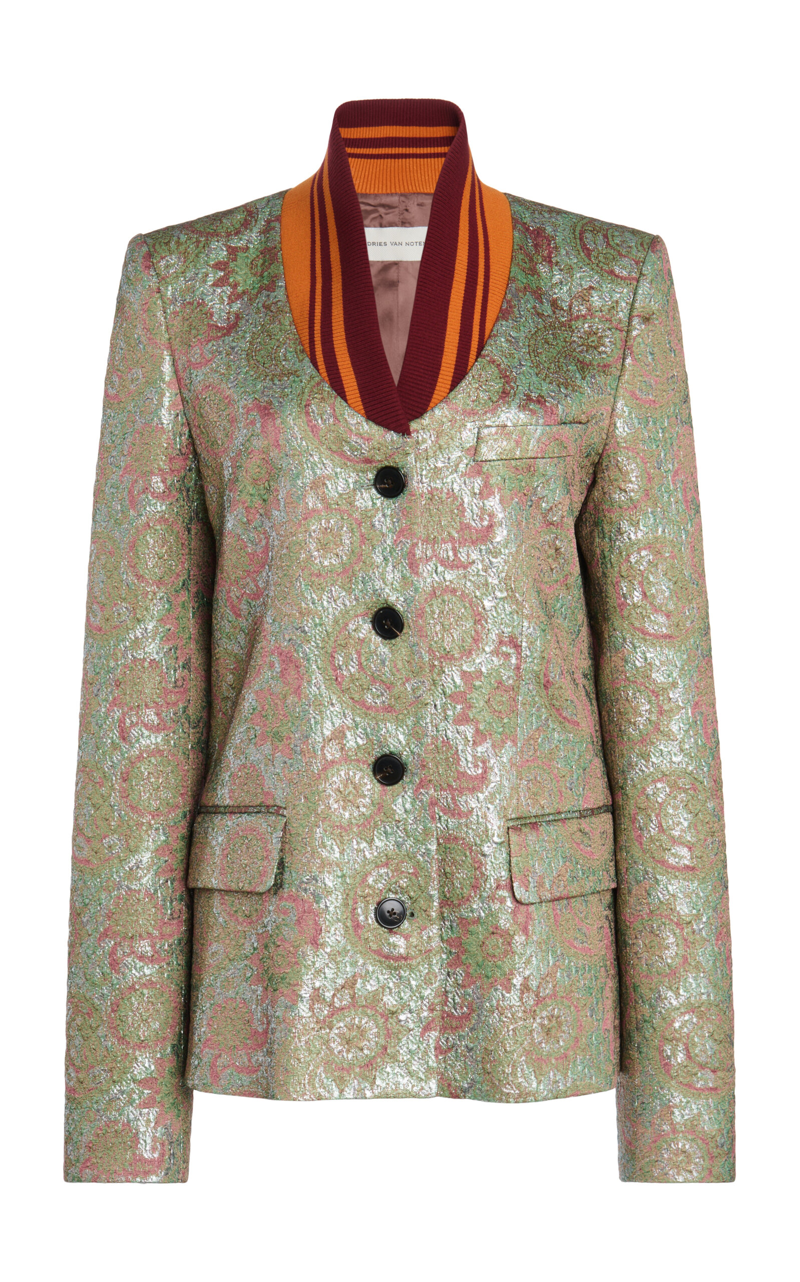 Dries Van Noten - Britt Conrast Collar Jacket - Green - FR 44 - Moda Operandi