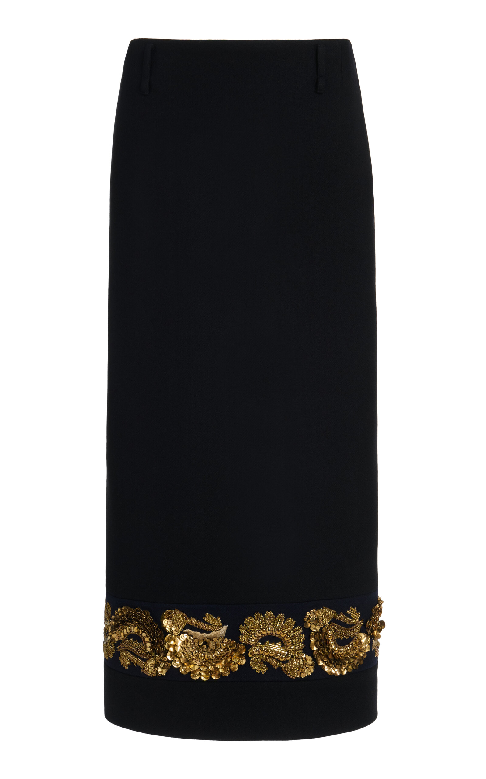 Dries Van Noten - Sentista Embellished Wool-Blend Midi Skirt - Black - FR 38 - Moda Operandi