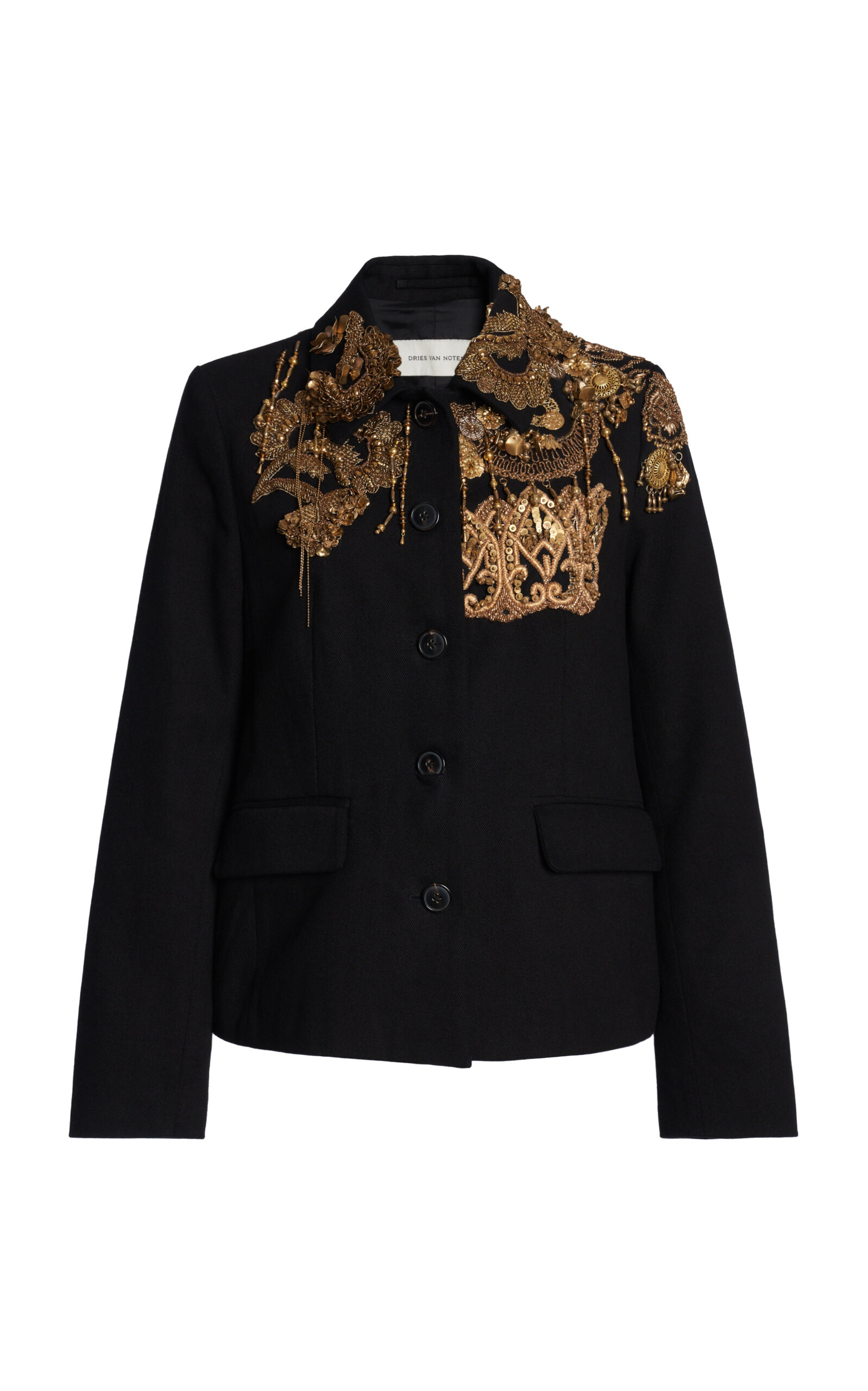 Dries Van Noten - Bettsy Embellished Cotton-Corduroy Jacket - Black - FR 36 - Moda Operandi