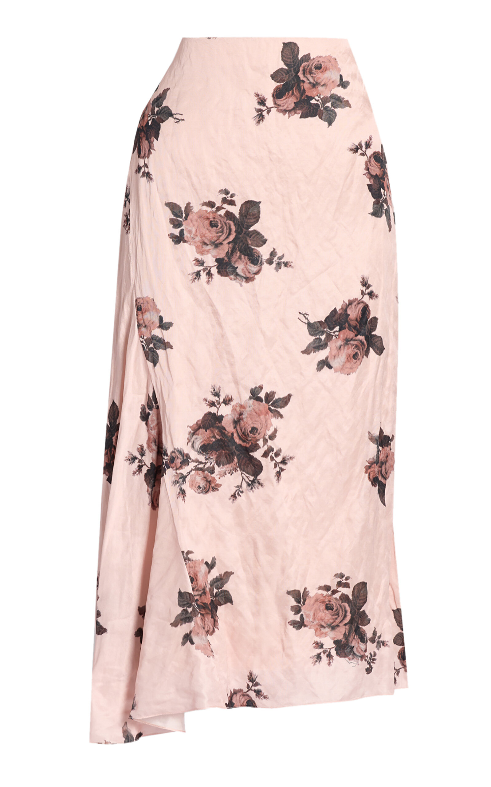 Erdem Cotton-Blend Crushed Satin Draped Midi Skirt - Moda Operandi
