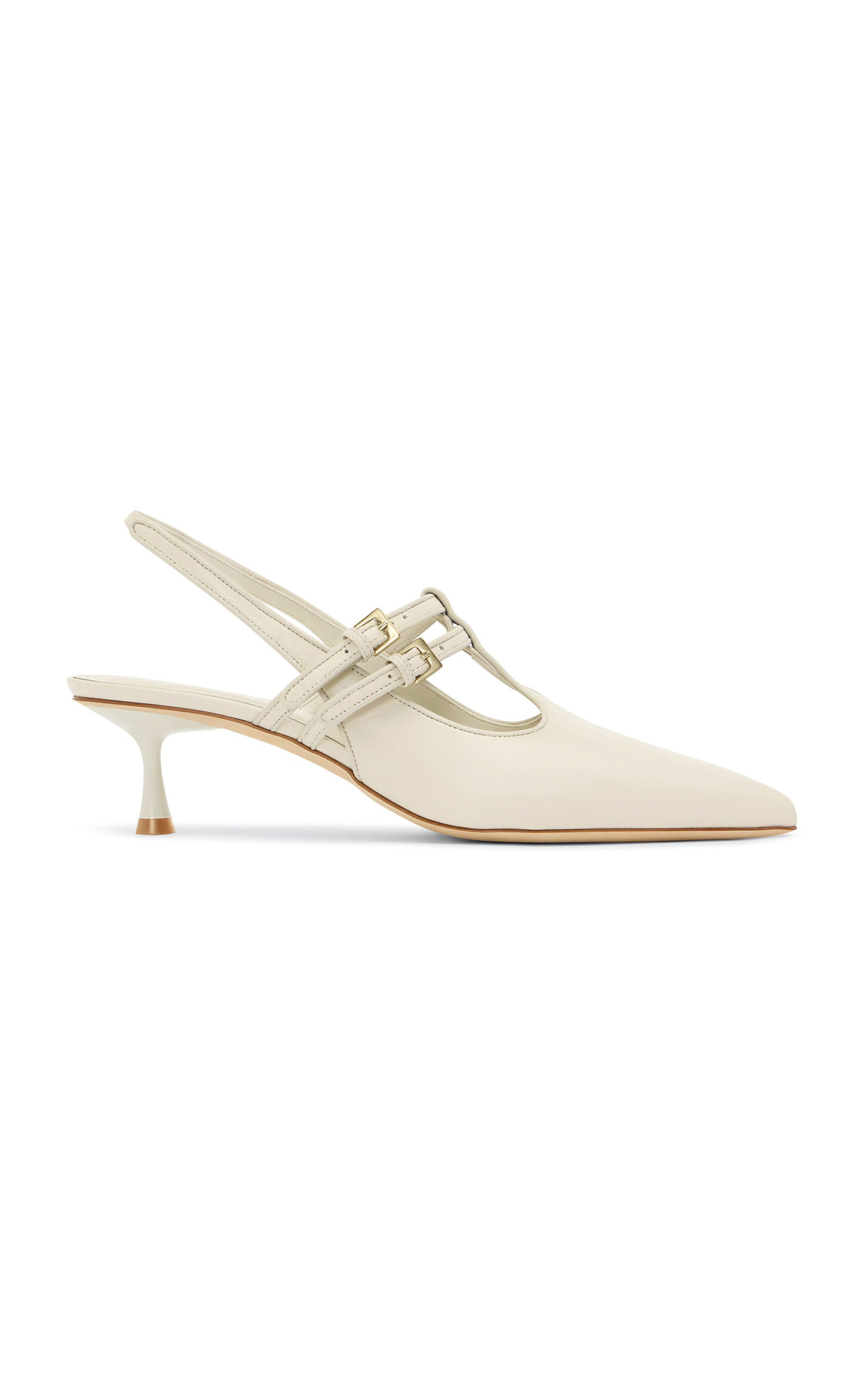 Studio Amelia Alto Leather Slingback Sandals In White