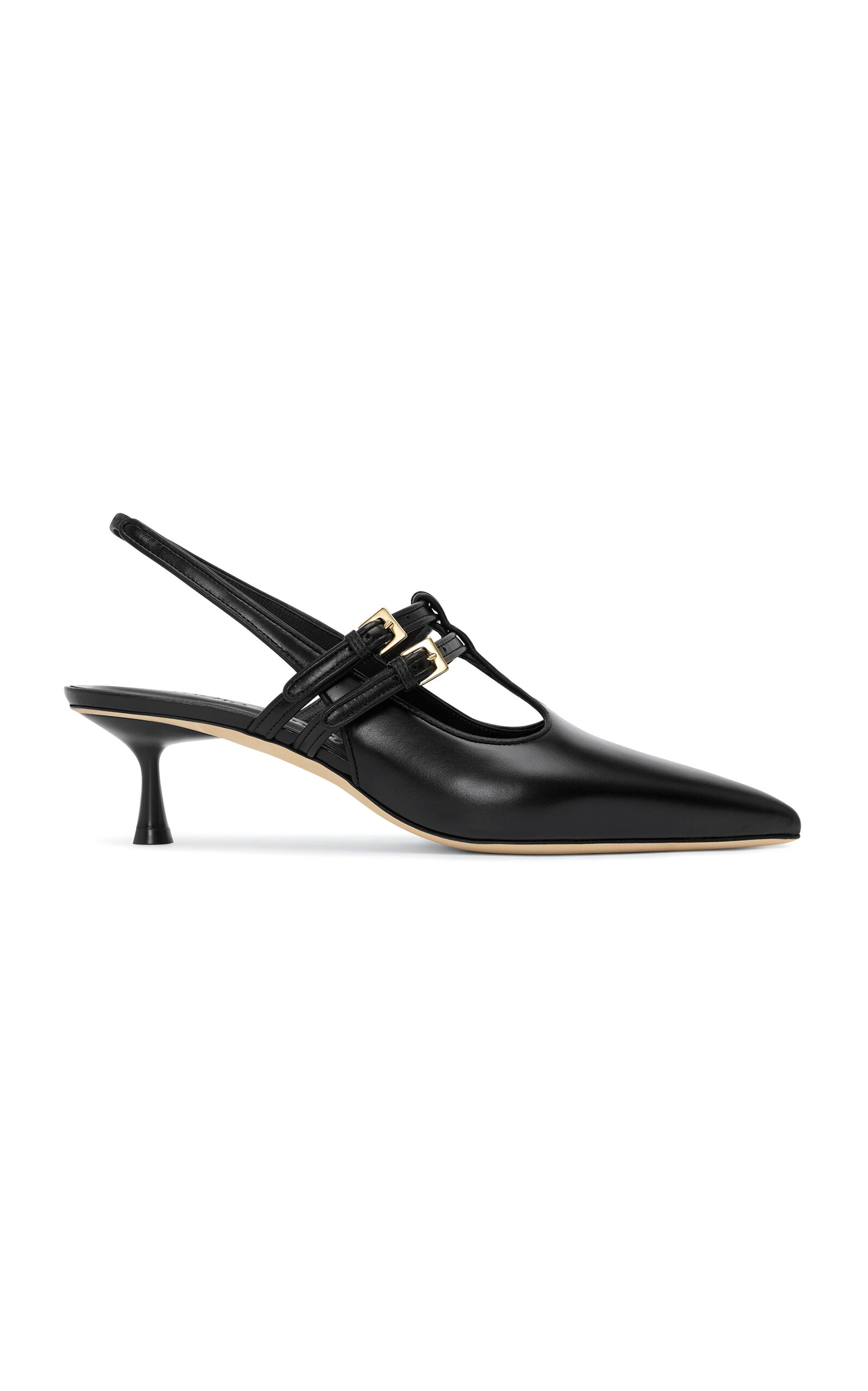 Studio Amelia Alto Leather Slingback Sandals In Black
