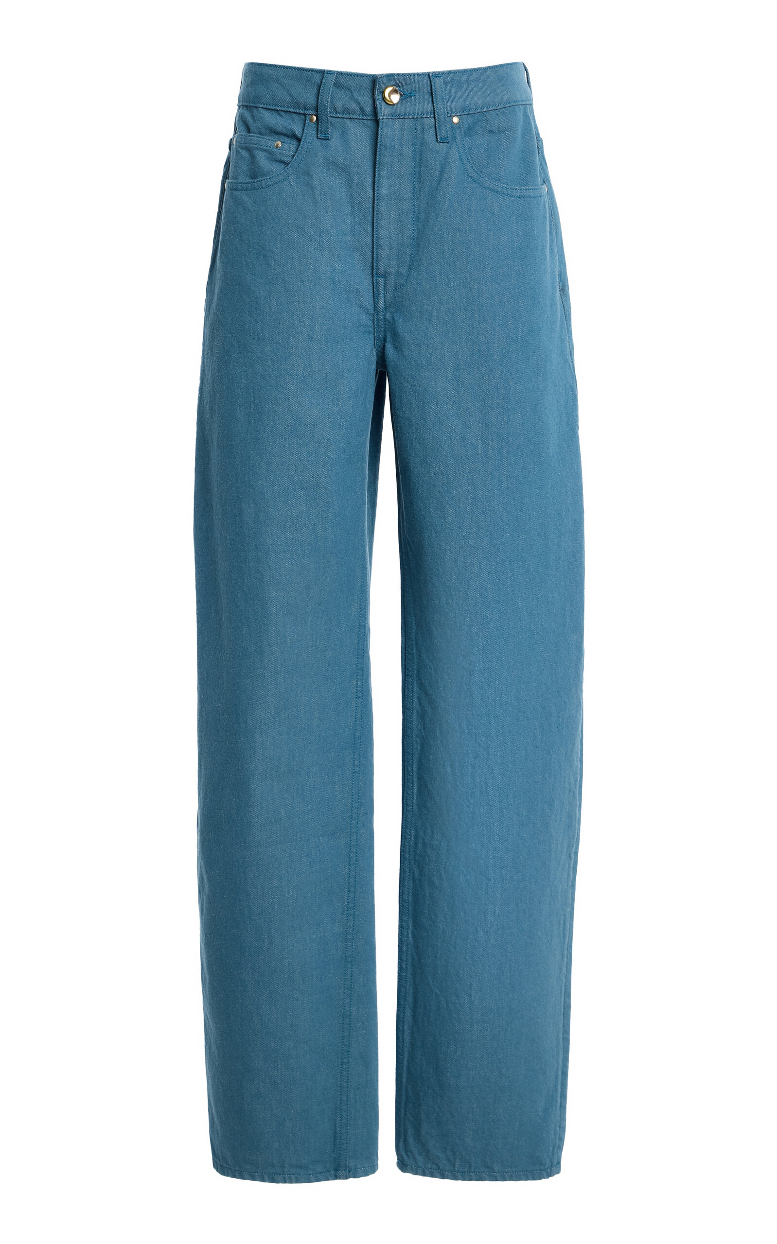 Ossou Rider Rigid Mid-rise Wide-leg Jeans In Medium Wash