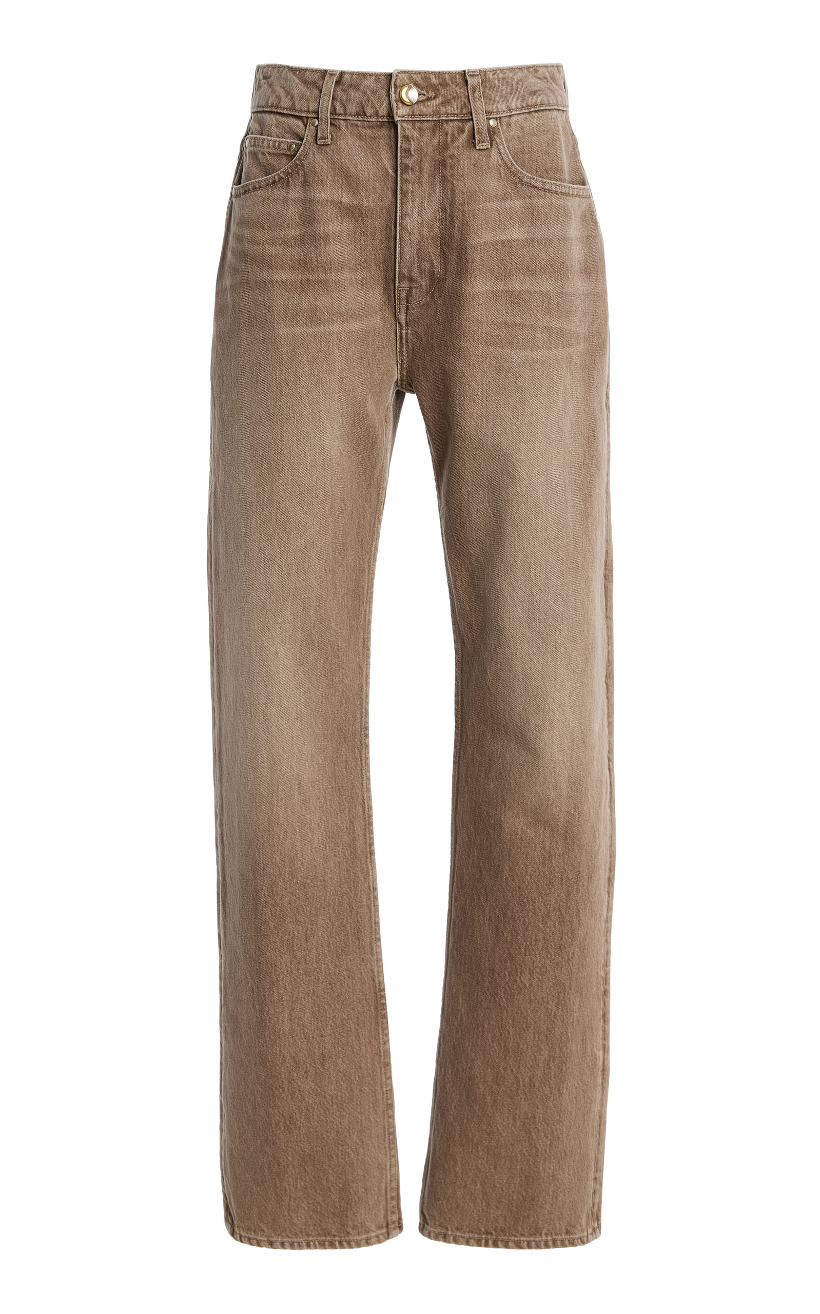 Ossou Holt Rigid Mid-rise Straight-leg Jeans In Brown