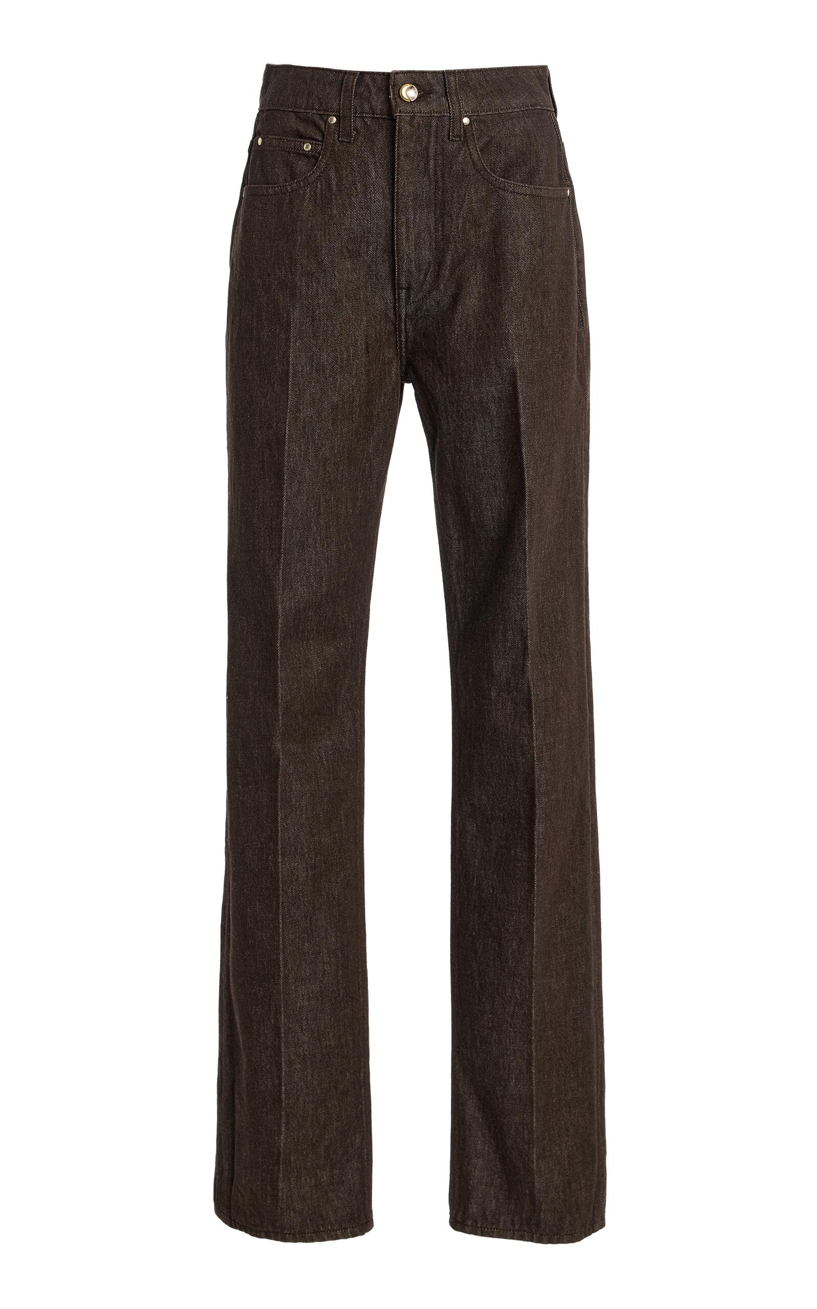 Ossou Noon Rigid Mid-rise Straight-leg Jeans In Brown