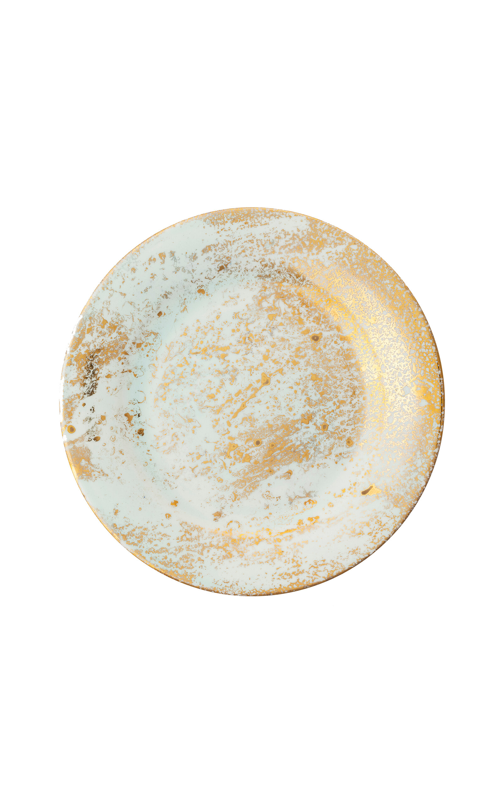 Coralla Maiuri Golden Ash Mint Dessert Rim Plate In Green