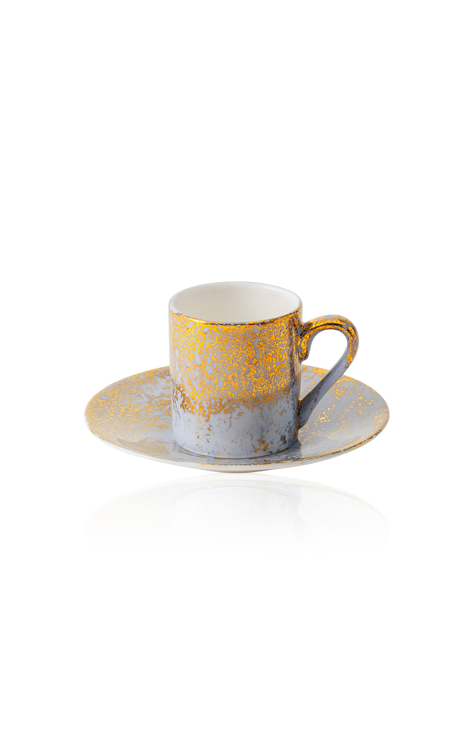 Coralla Maiuri Golden Ash Blue Coffee Cup & Saucer In Multi