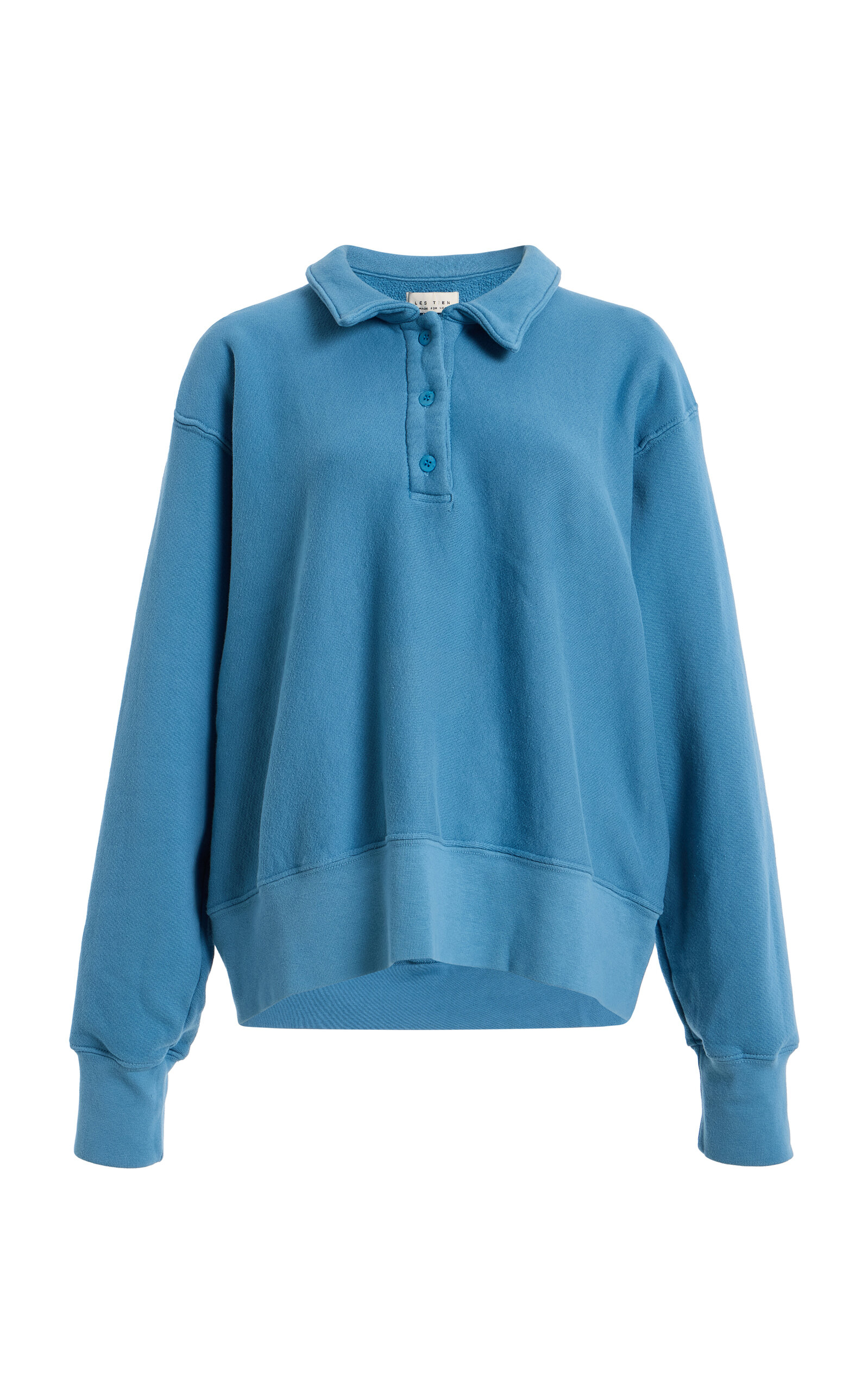 Les Tien Exclusive Cotton Henley Polo Sweatshirt - Women's Clothing