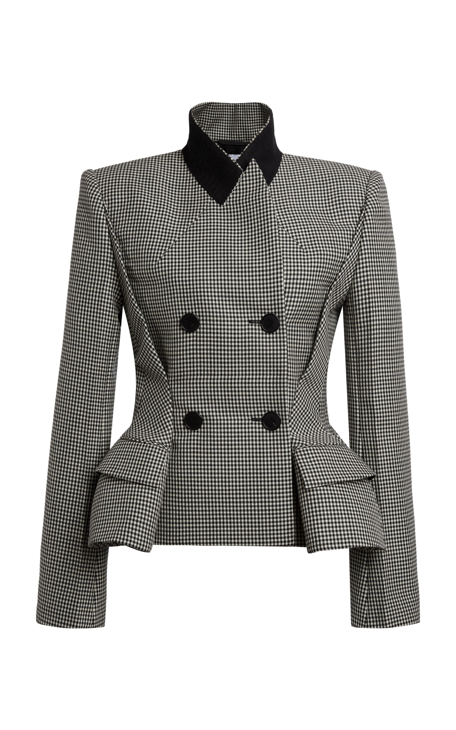 Givenchy - Tailored Wool-Blend Peplum Jacket - Black/white - FR 36 - Moda Operandi