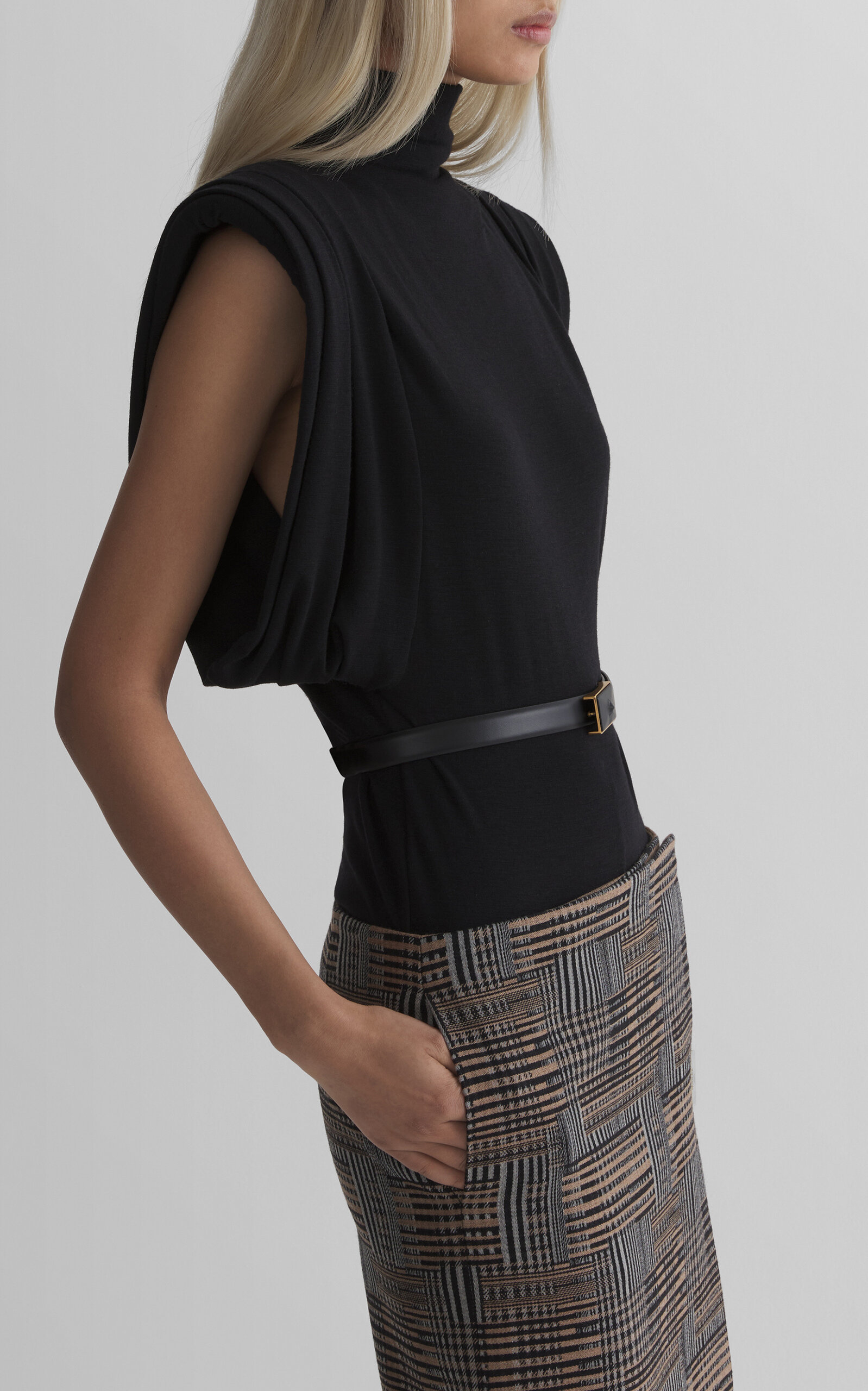 MUGLER Draped Wool-Blend Top - Moda Operandi
