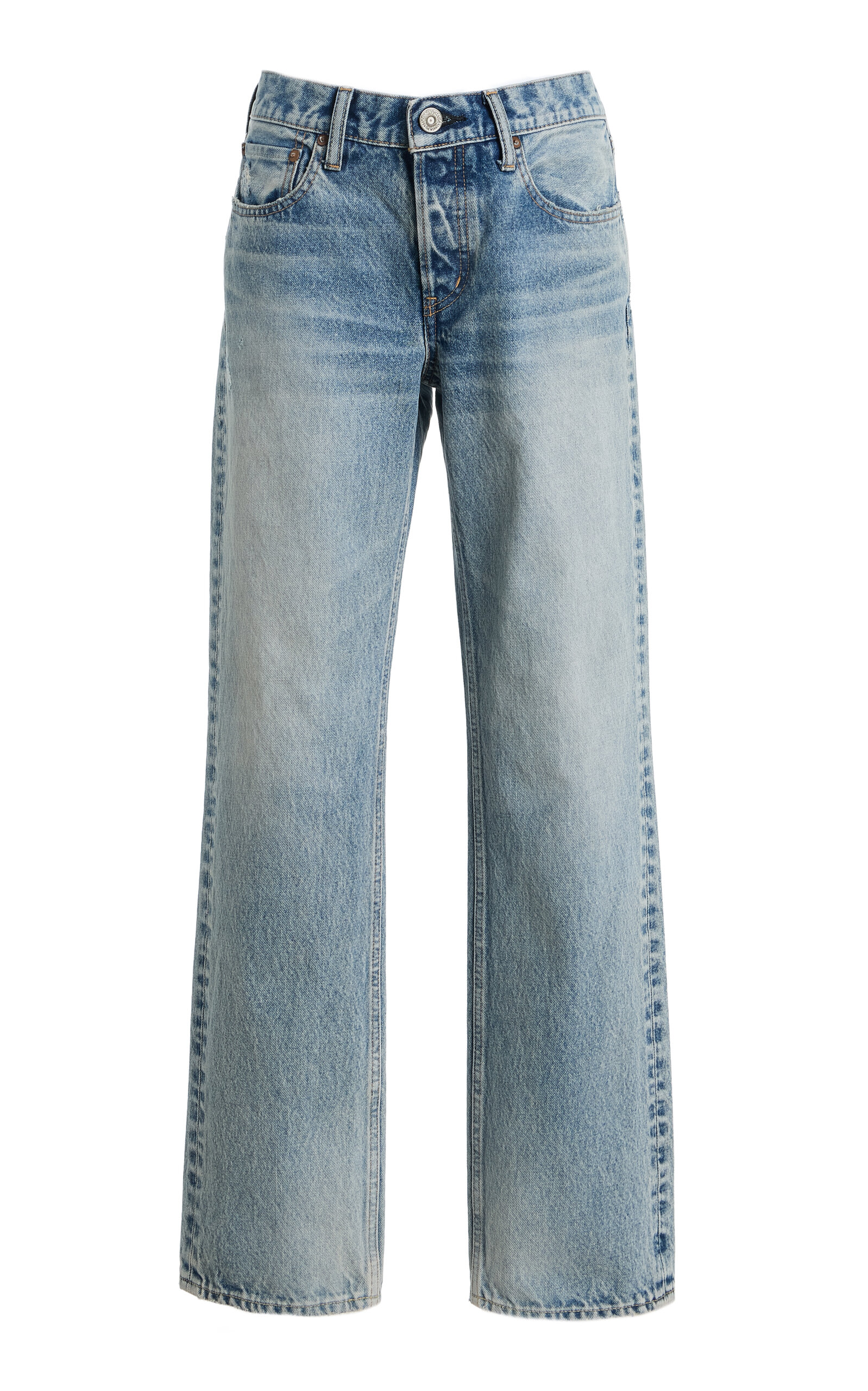 MOUSSY VINTAGE - Albany Rigid Low-Rise Straight-Leg Jeans - Light Wash - 23 - Moda Operandi