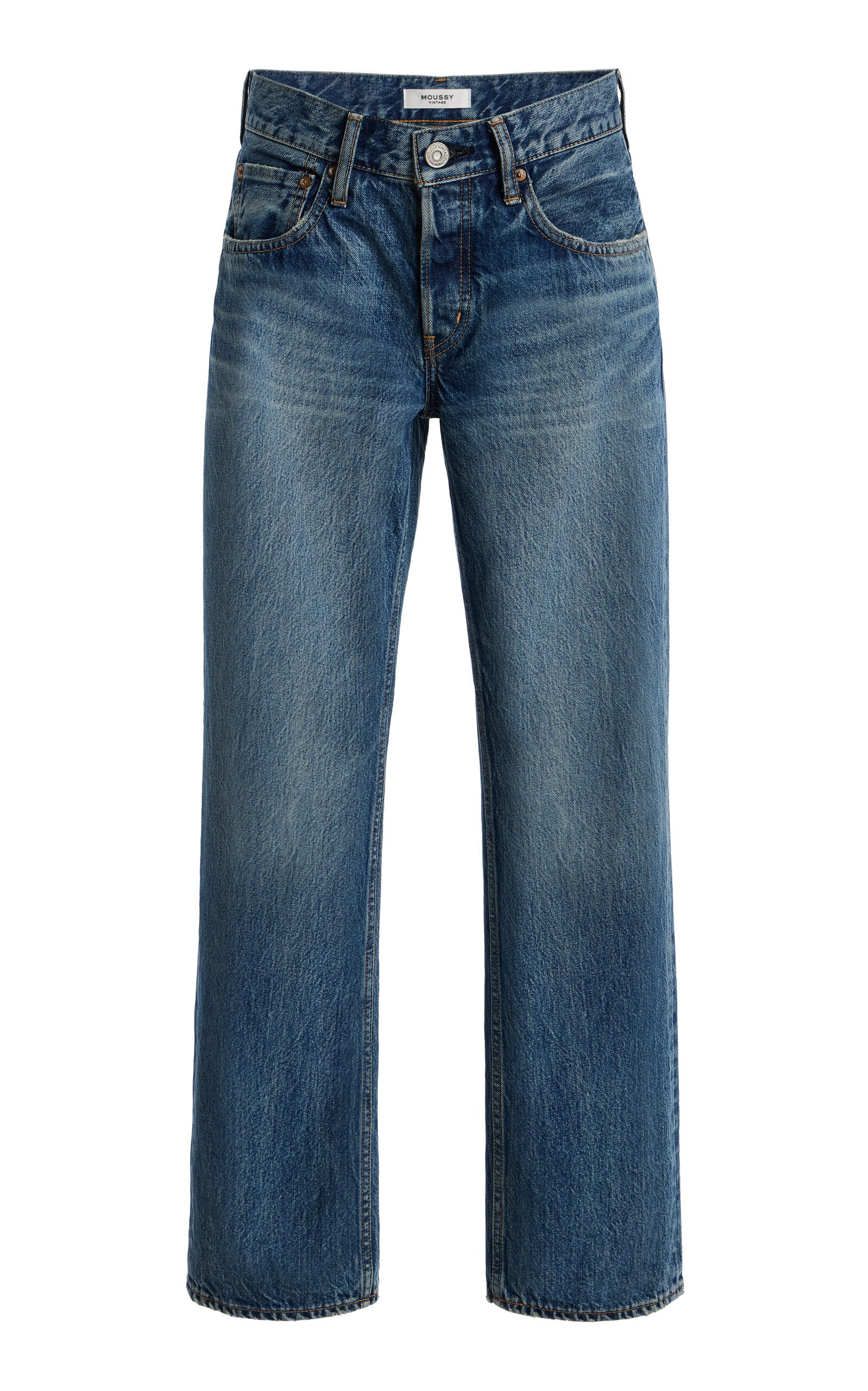 Moussy Vintage Clinton Rigid Low-rise Straight-leg Jeans In Medium Wash