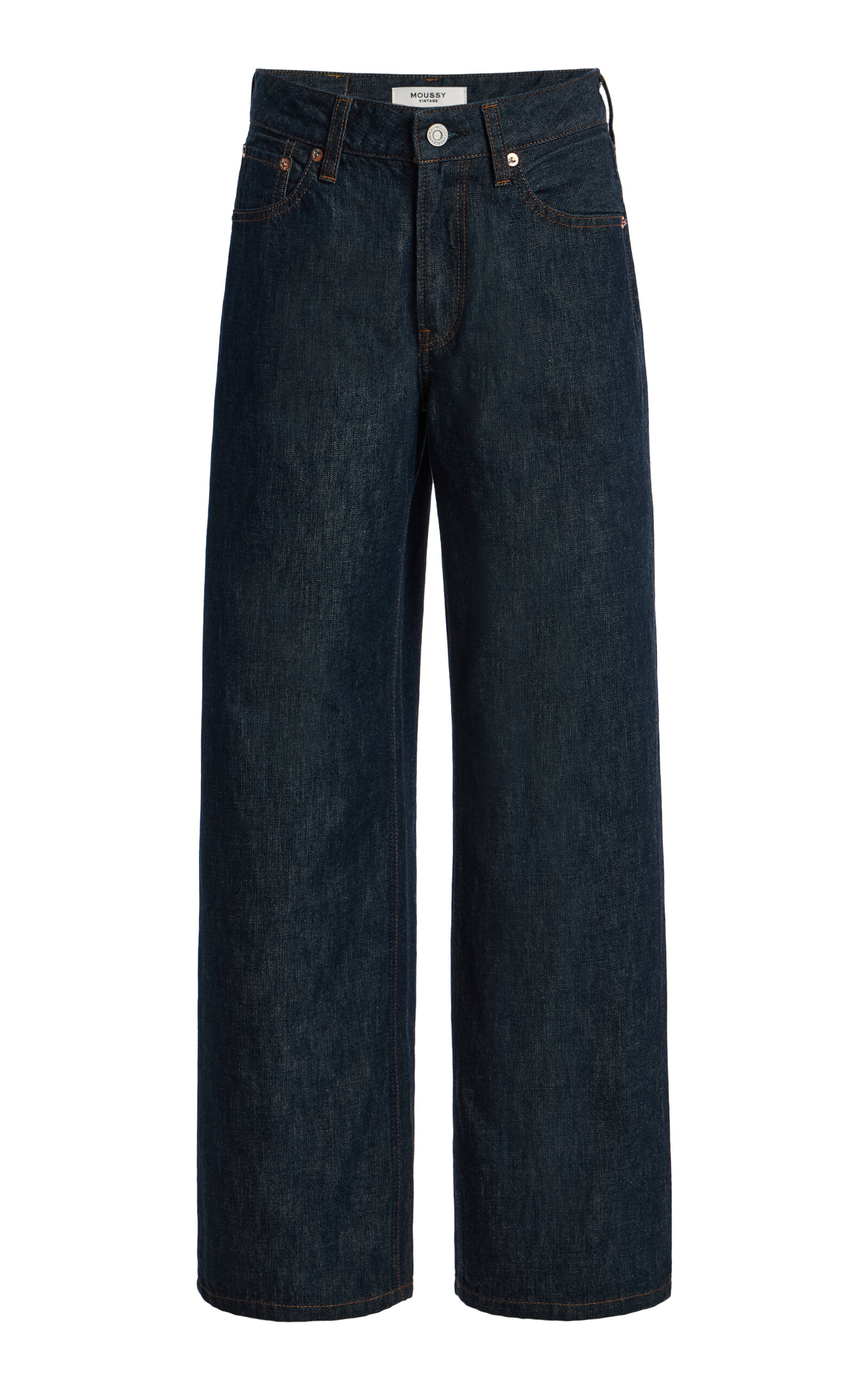 Moussy Vintage Jay Rigid Mid-rise Straight-leg Jeans In Dark Wash