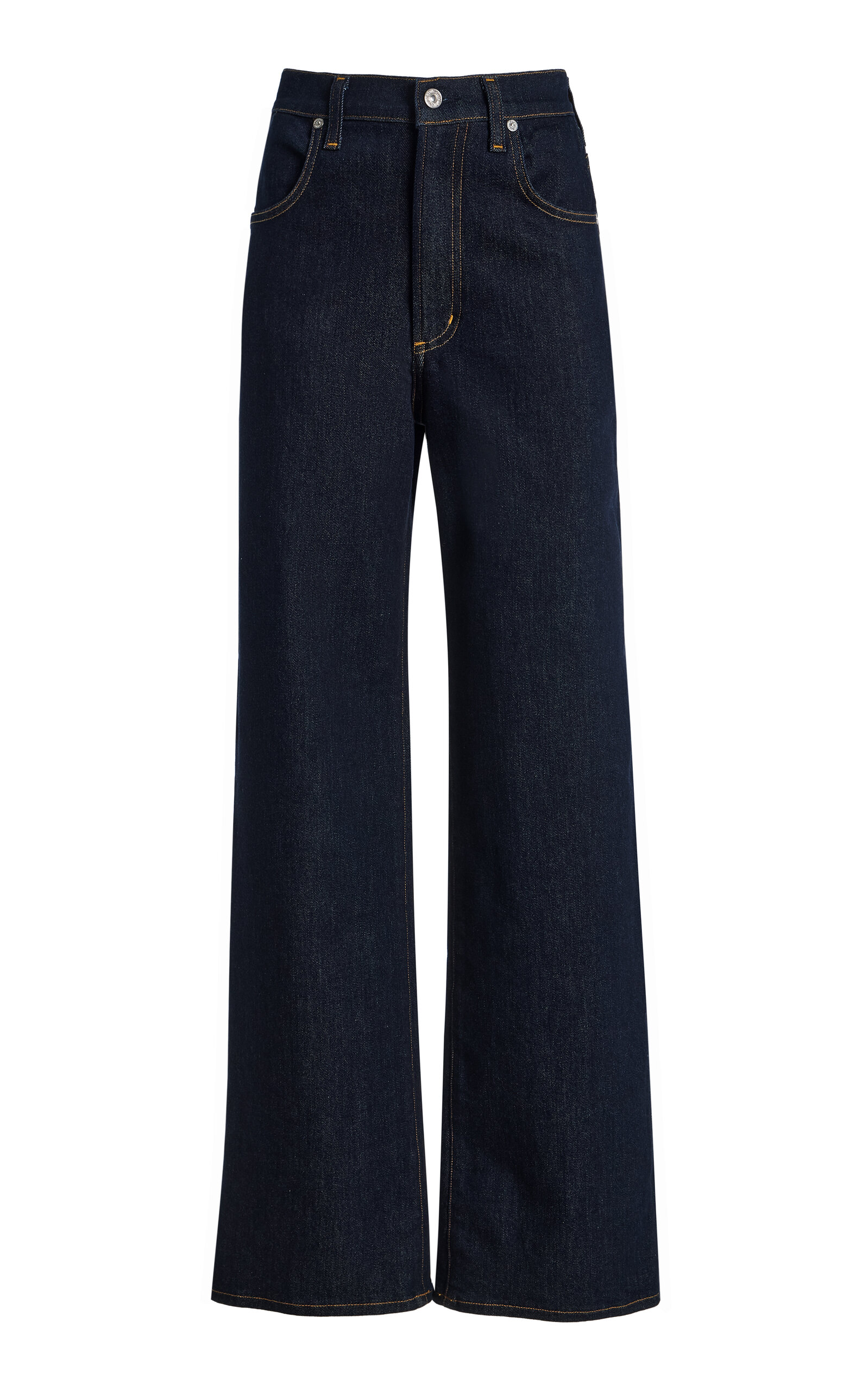 Citizens of Humanity - Annina Silk-Denim Mid-Rise Straight-Leg Jeans - Dark Wash - 29 - Moda Operandi