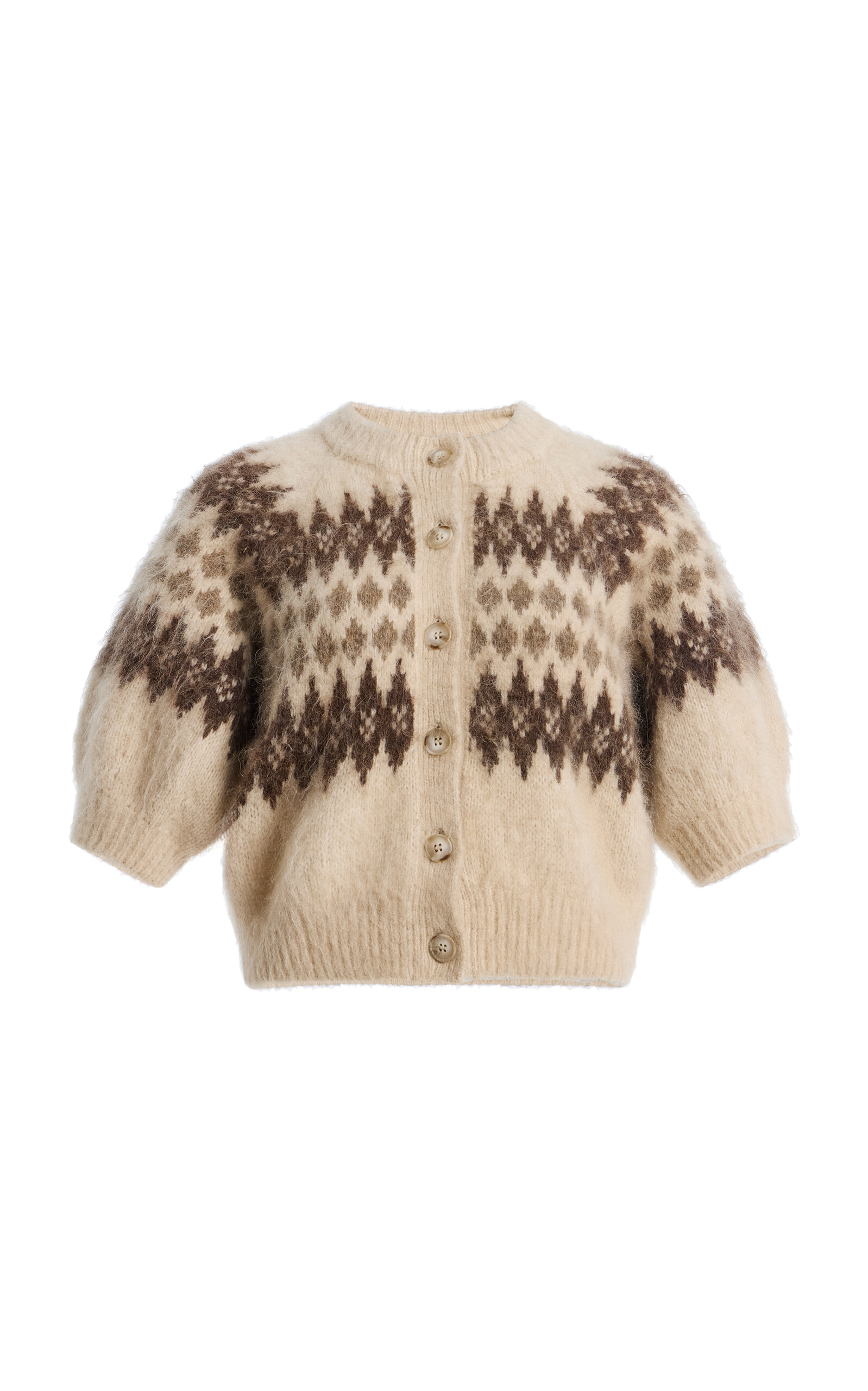 Citizens of Humanity - Molly Puff-Sleeve Fair Isle Knit Cardigan - Neutral - XS - Moda Operandi