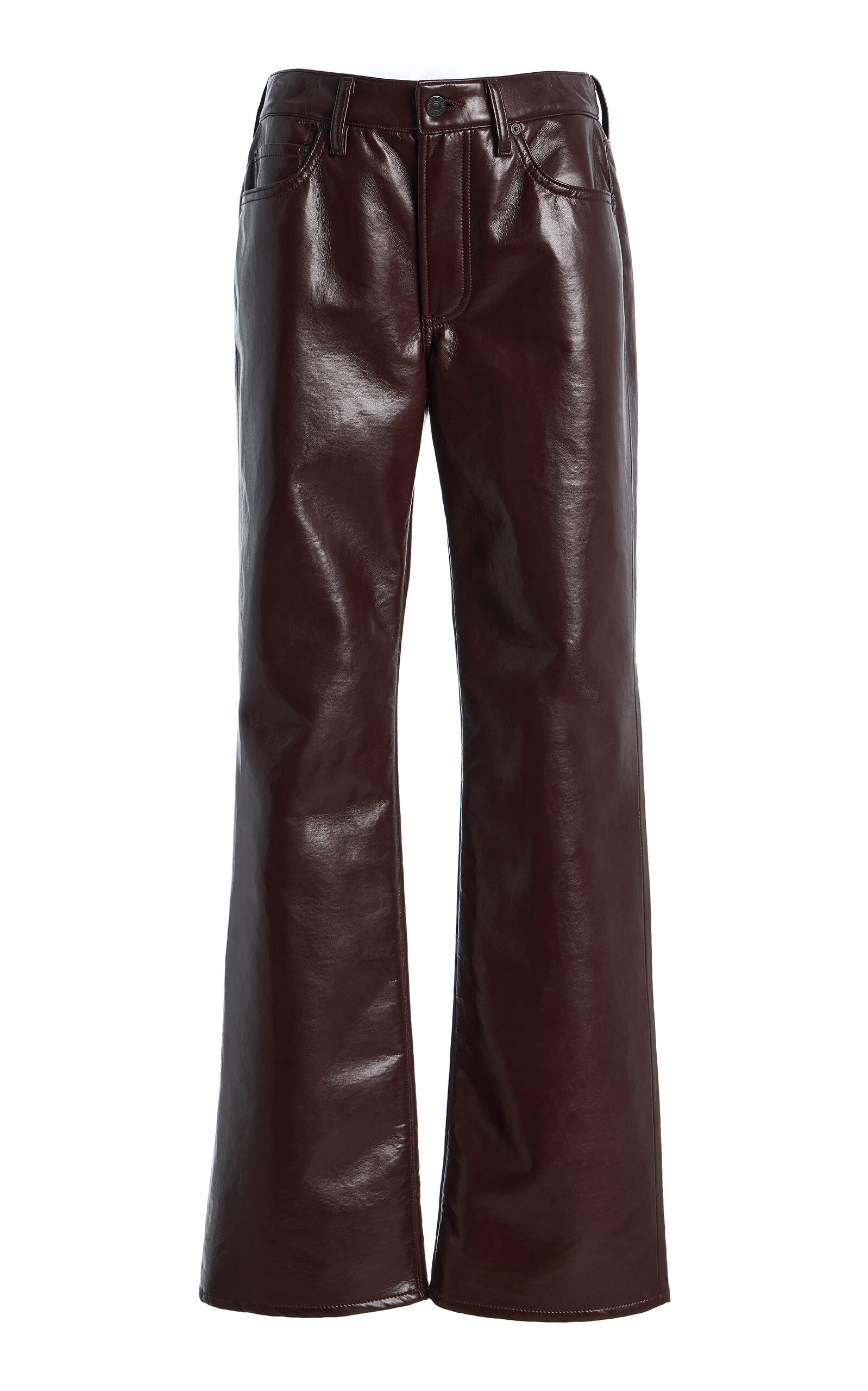 Citizens of Humanity - Genova Low-Rise Leather Bootcut Pants - Burgundy - 31 - Moda Operandi
