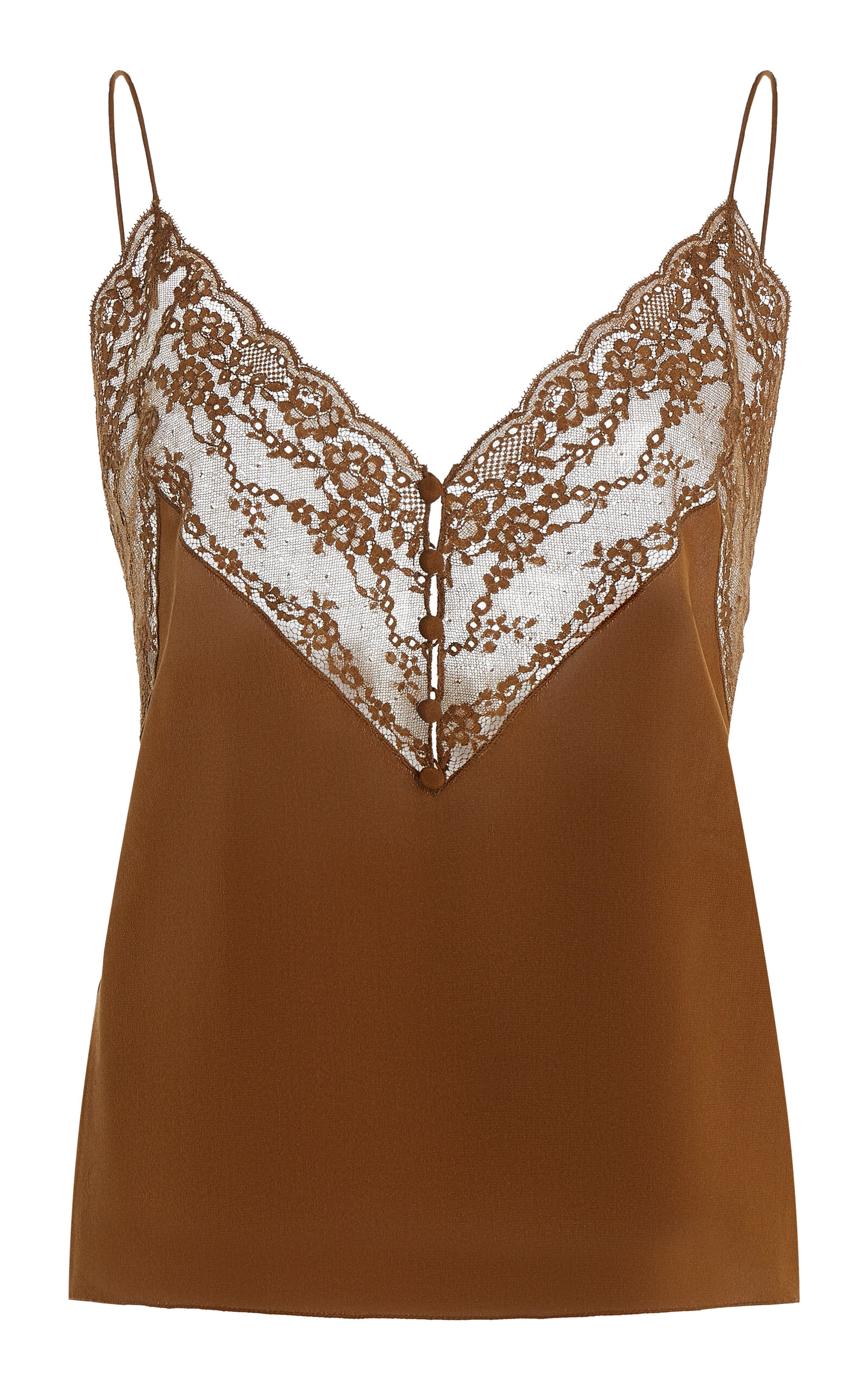 Saint Laurent Lace-Trimmed Silk Camisole - Moda Operandi