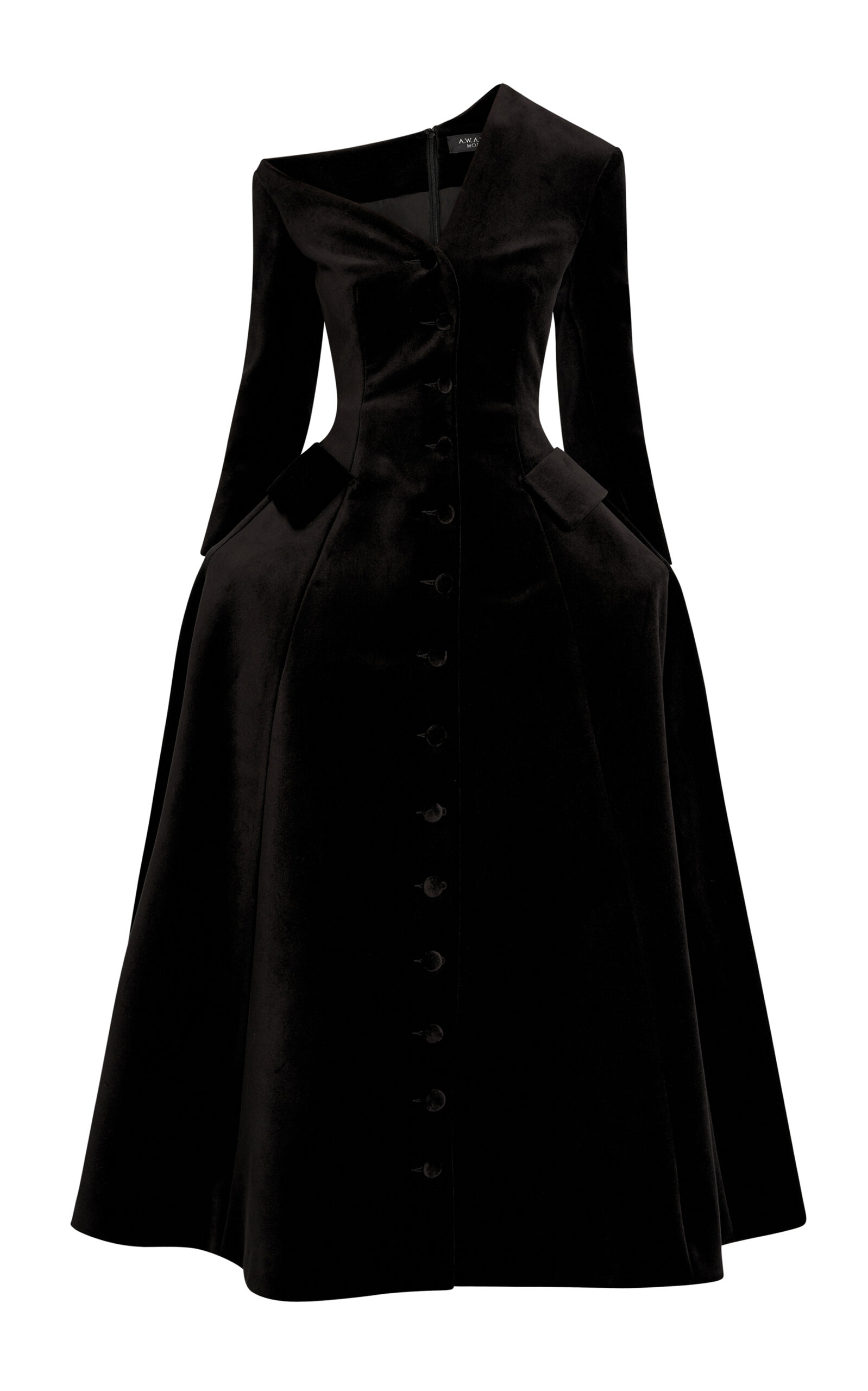 A.W.A.K.E. MODE - Cotton Off-the-Shoulder Basque Midi Dress - Black - FR 34 - Moda Operandi