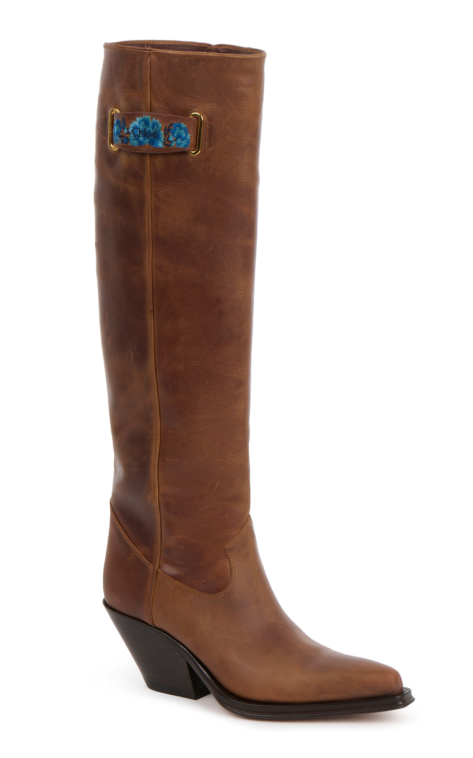Chloé Floral-Embellished Leather Boots - Moda Operandi