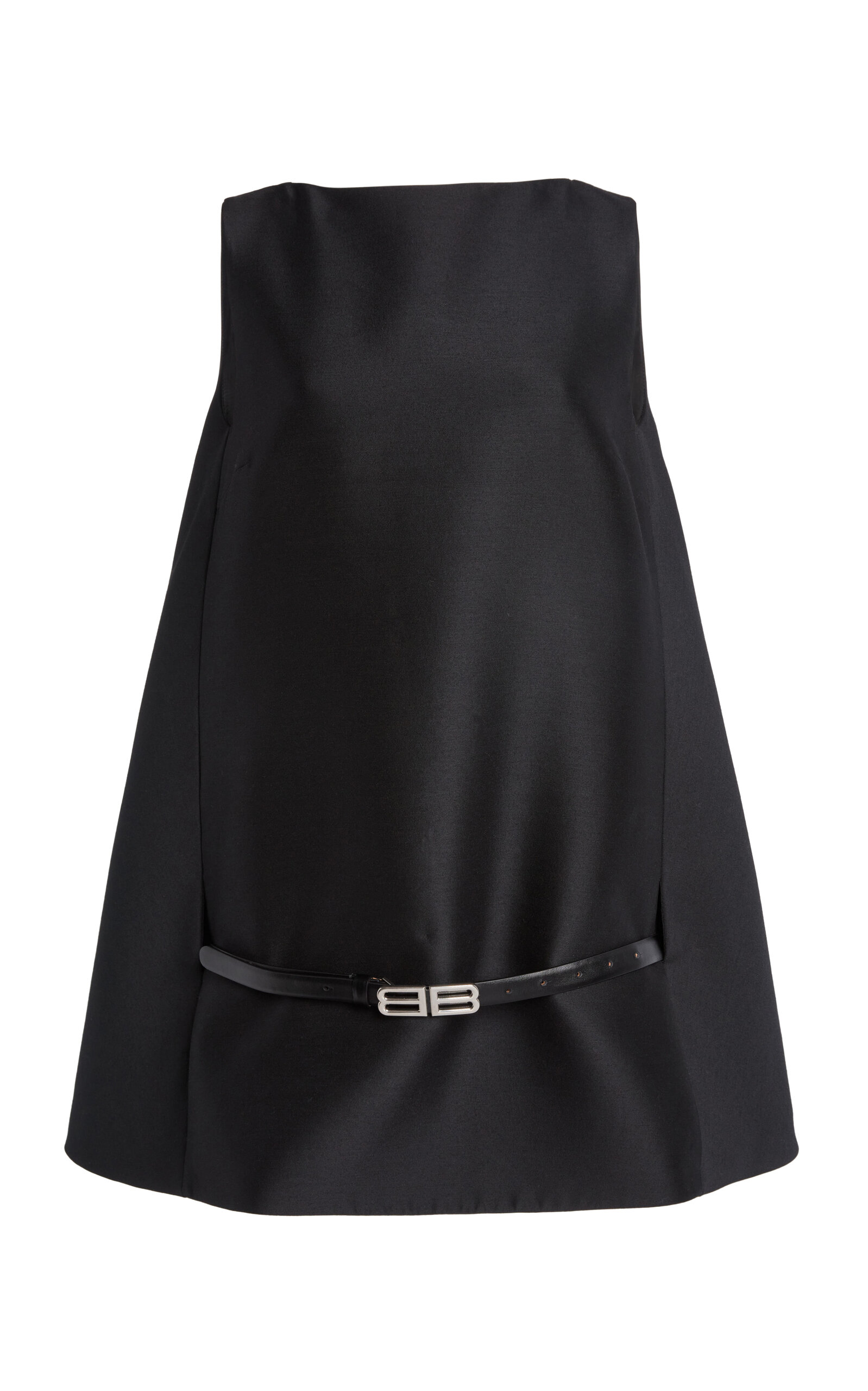 Balenciaga - Belted Wool-Silk Mini Dress - Black - FR 34 - Moda Operandi