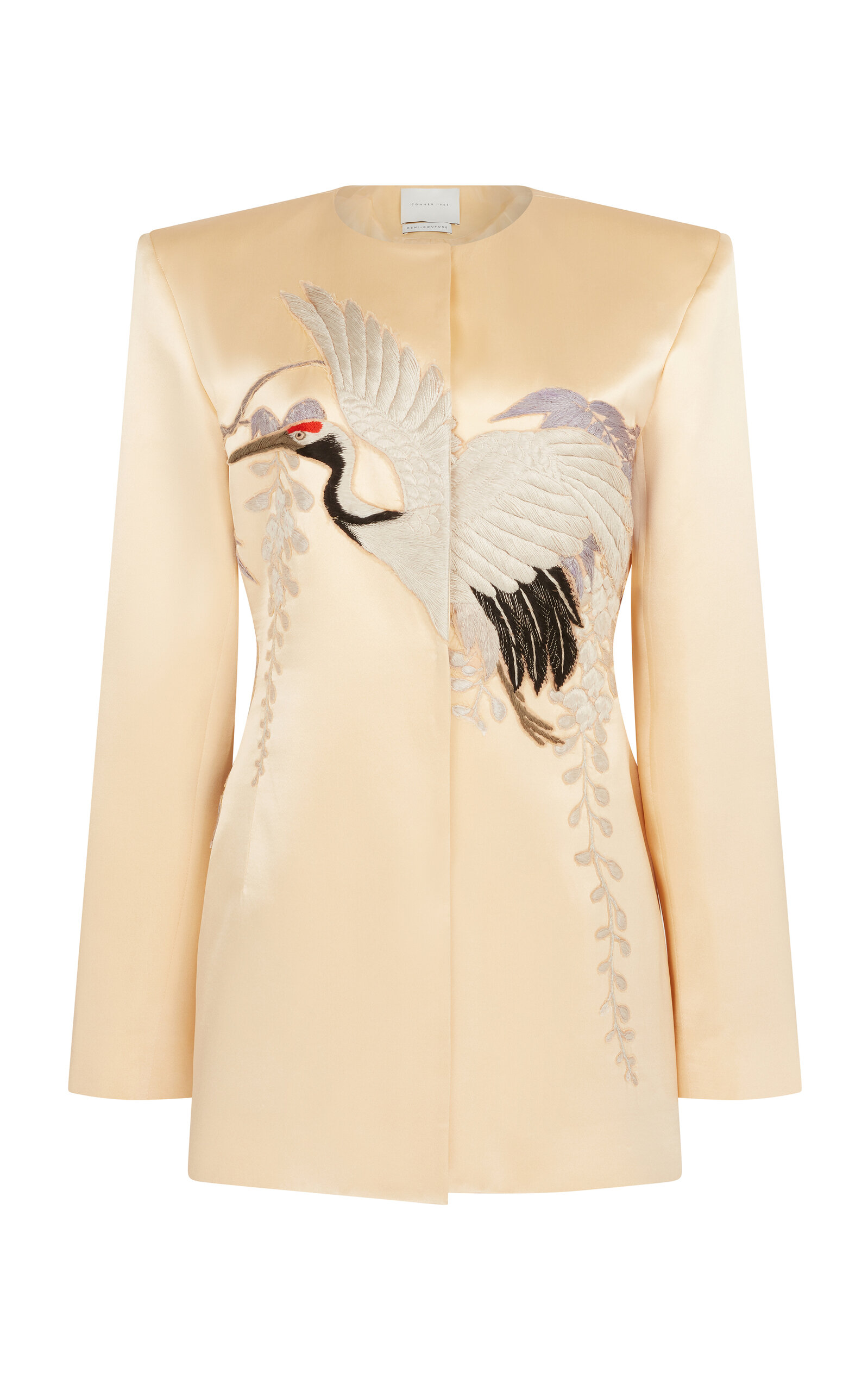 Conner Ives Crane-Embroidered Silk Jacket - Moda Operandi