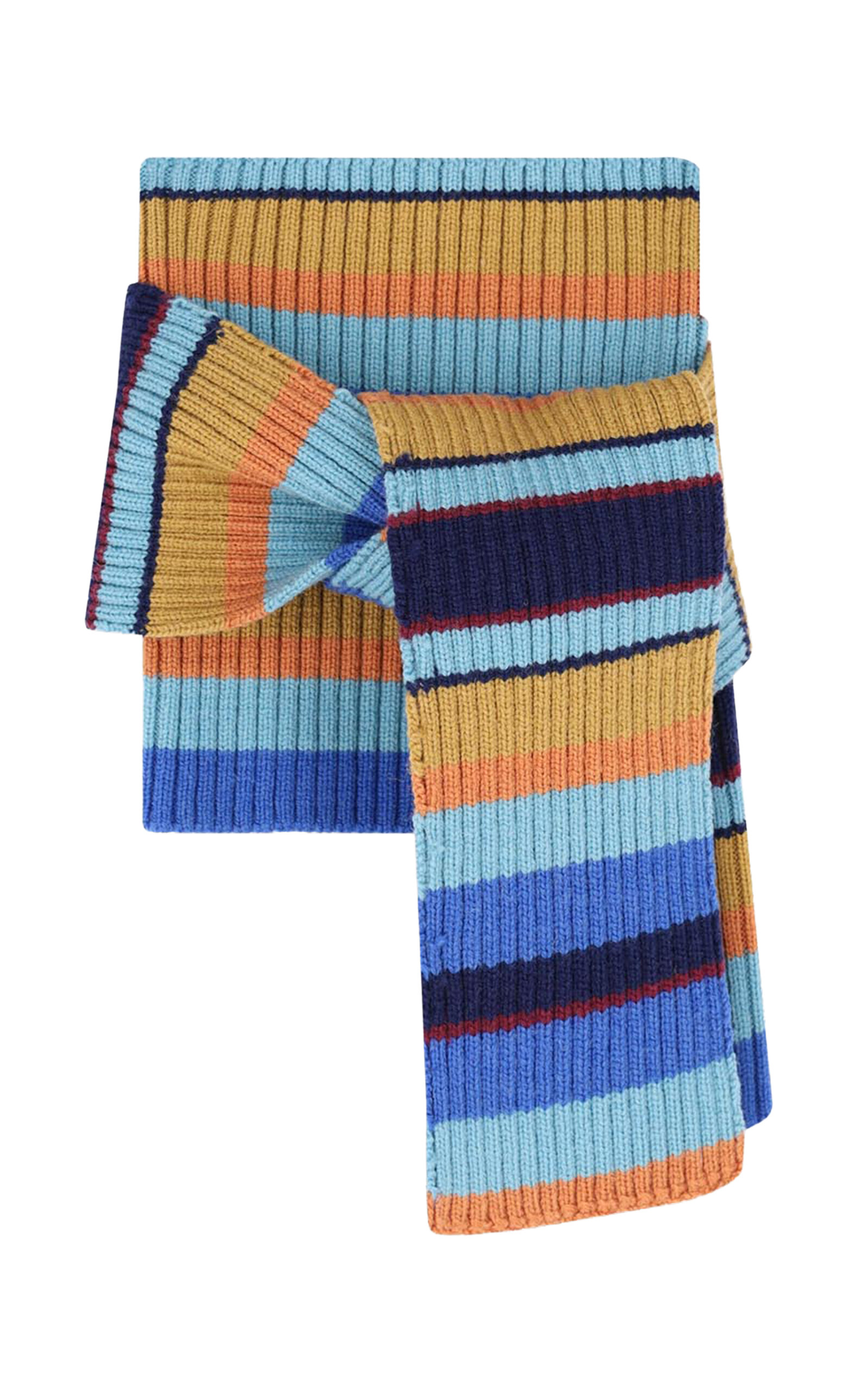 Dries Van Noten - Tophe Striped Wool Scarf - Blue - OS - Moda Operandi