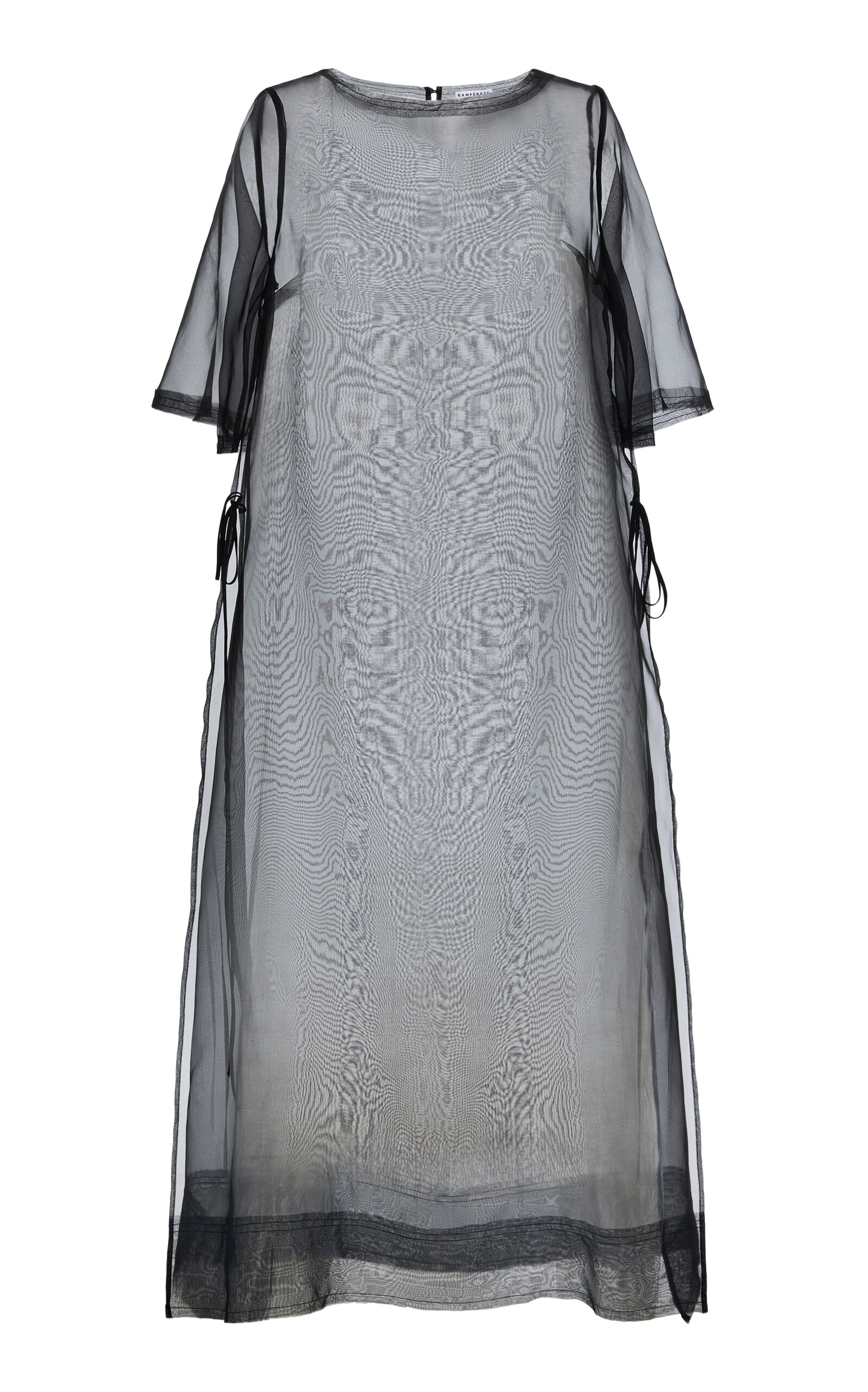 Kamperett Exclusive Thea Organza Midi Sheath Dress In Black