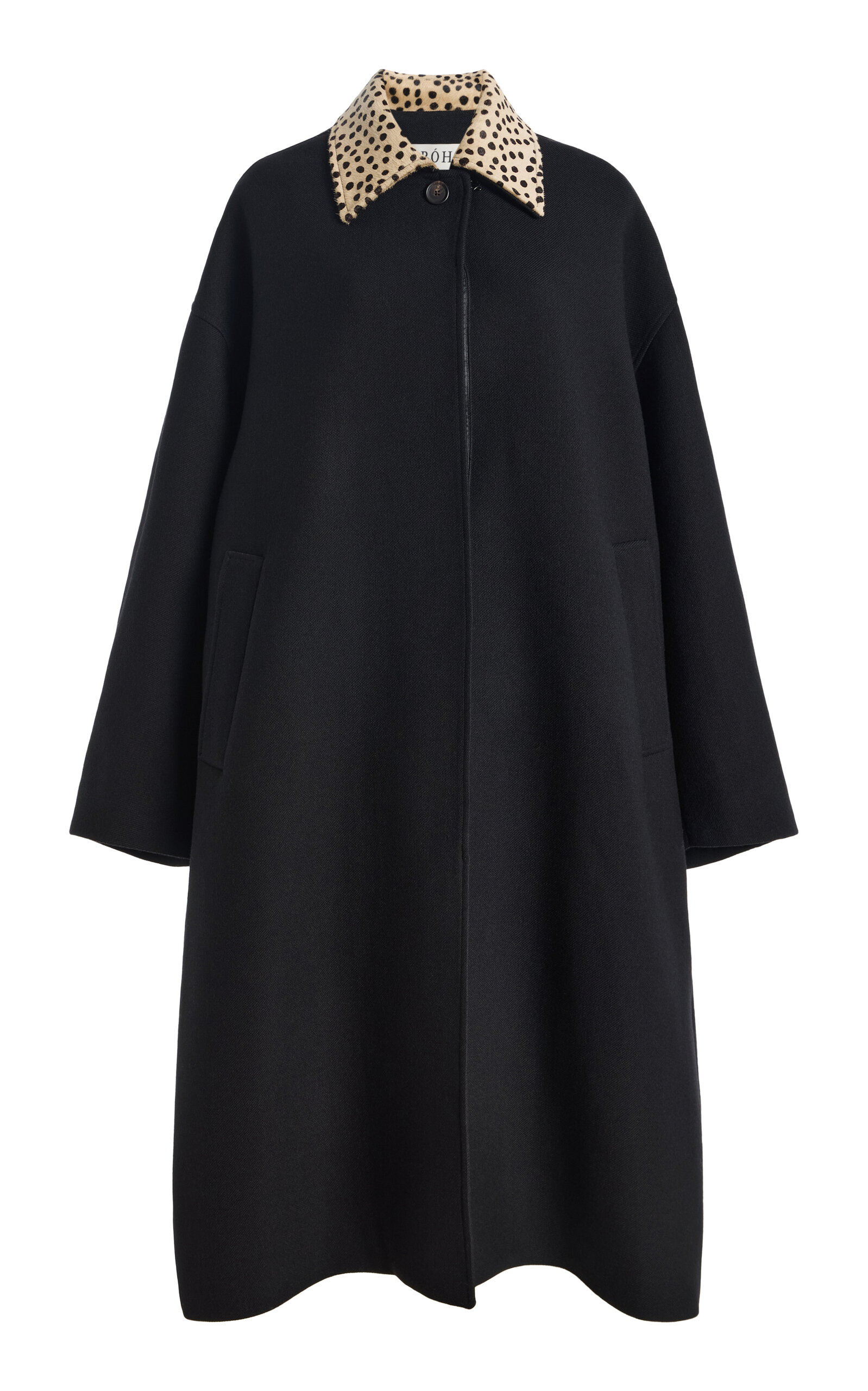 Róhe - Cheetah Collar Wool Coat - Black - EU 38 - Moda Operandi