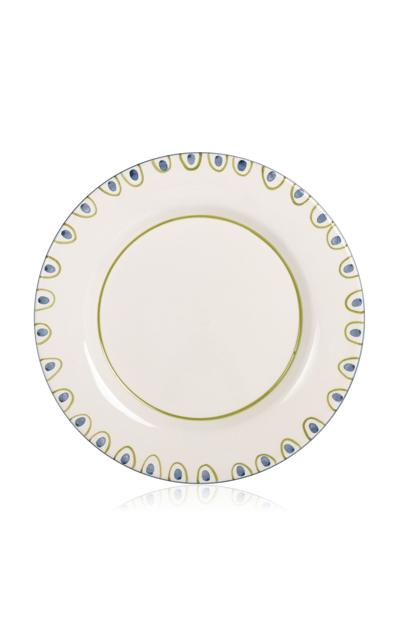 Valsa Home Coconut Hand-painted Dinner Plate- Set Of 4 In Blue