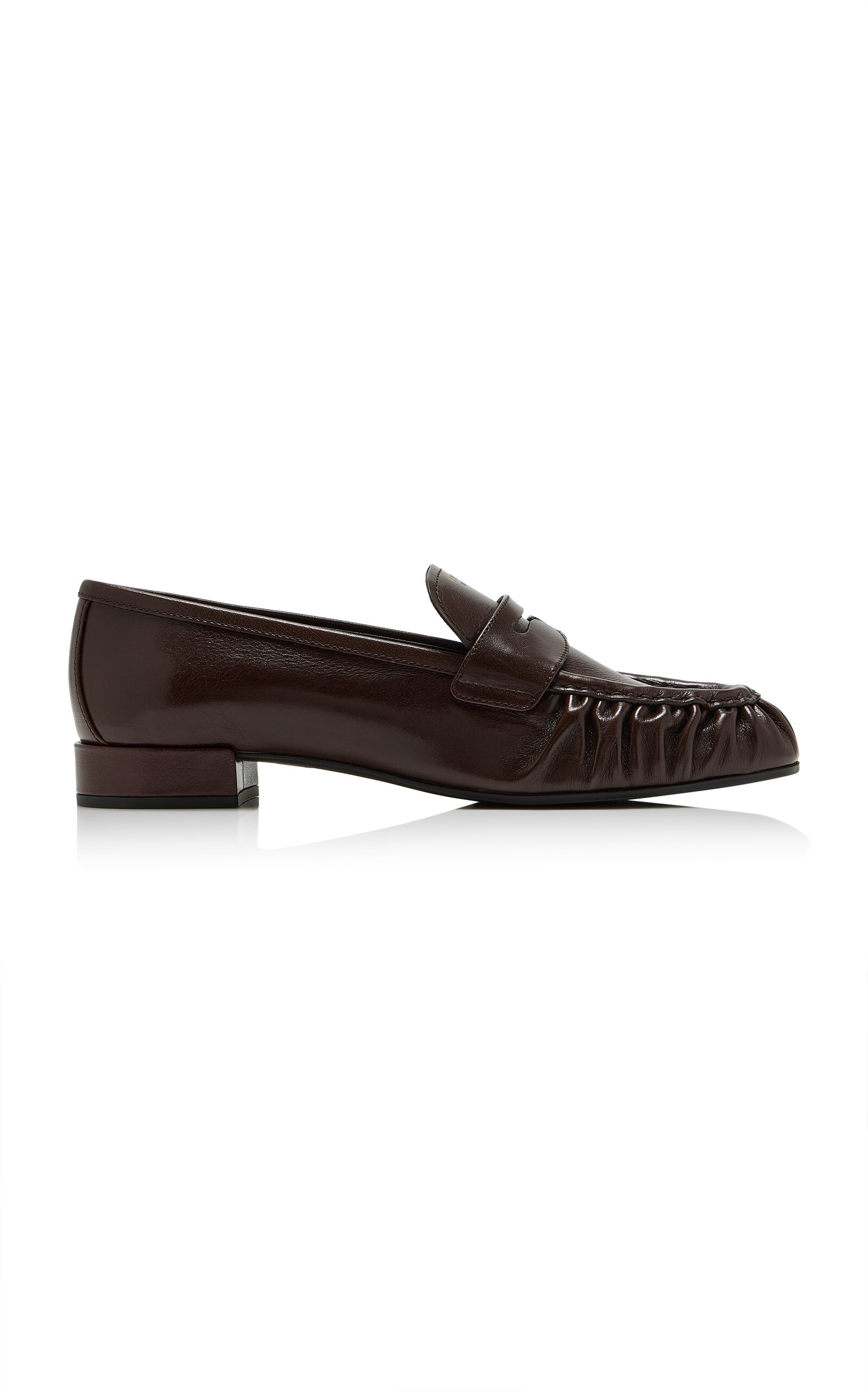 Prada Ruched Leather Loafers - Moda Operandi