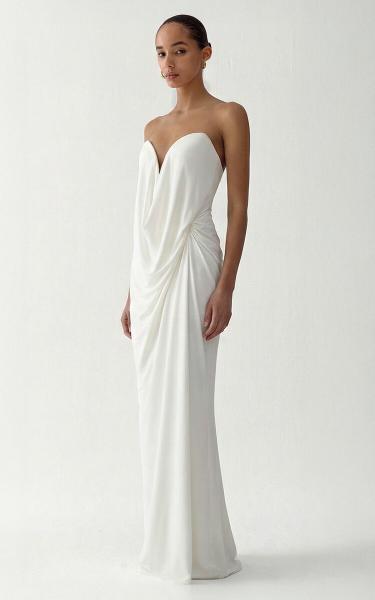 The New Arrivals Ilkyaz Ozel Rodin Draped Maxi Dress | Thumbnail 3