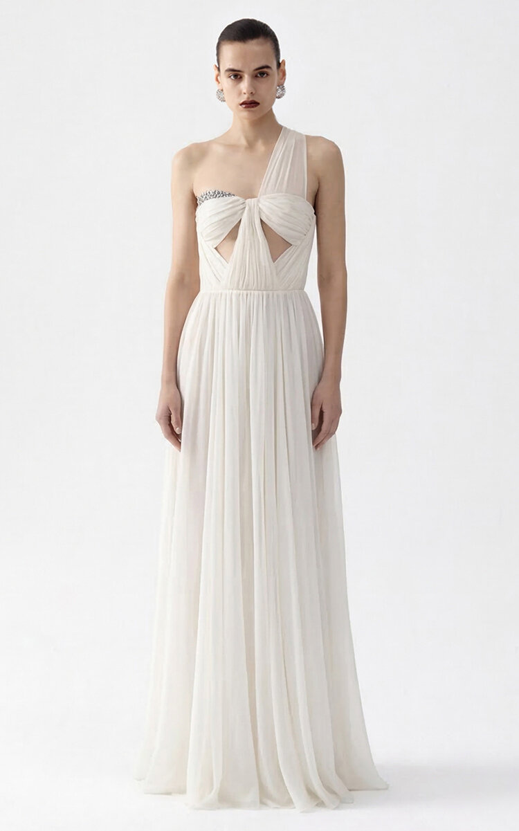 The New Arrivals Ilkyaz Ozel Sahra Pleated Silk Maxi Dress | Thumbnail 2