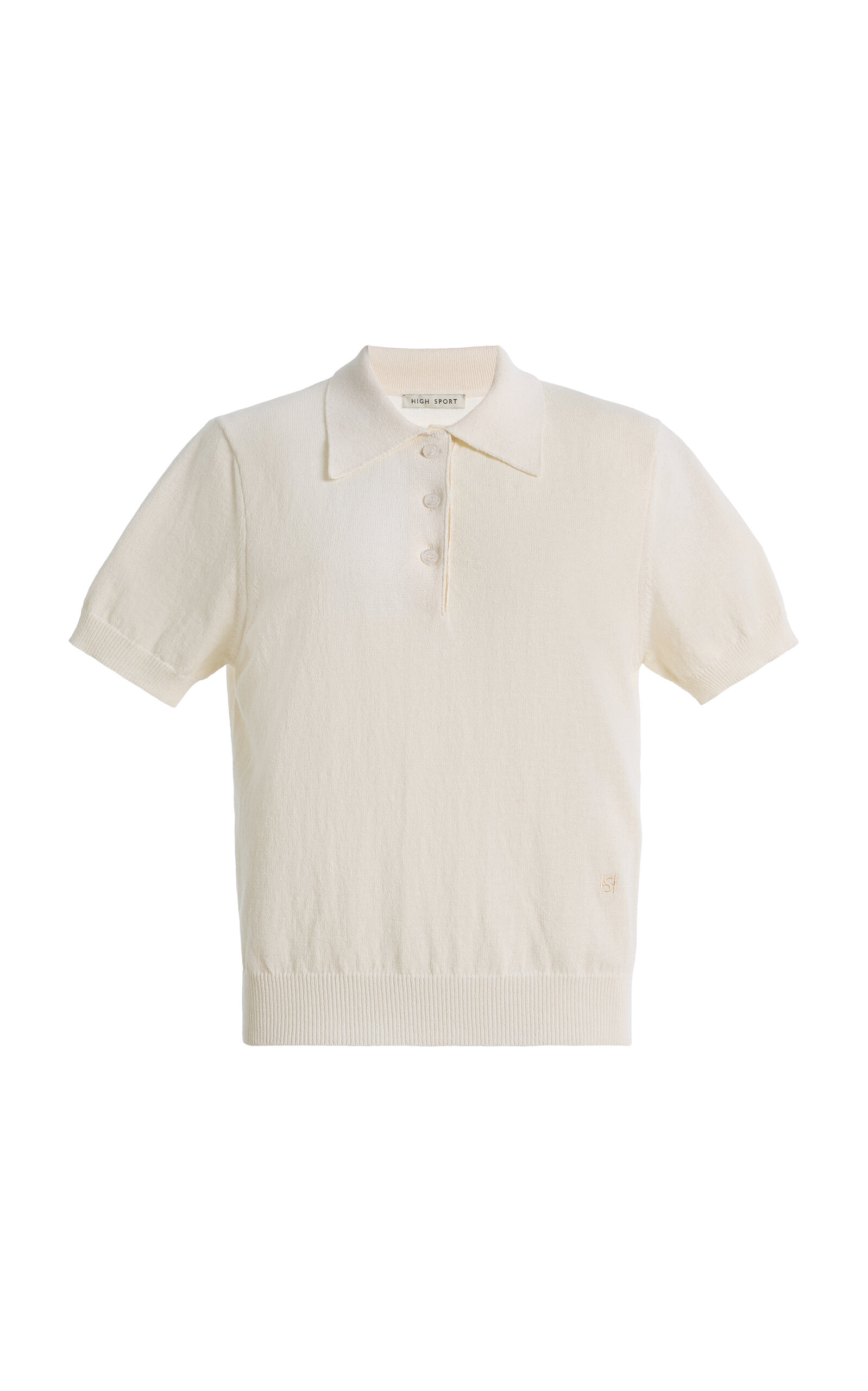 High Sport Court Cotton Crepe Polo Shirt In Ivory