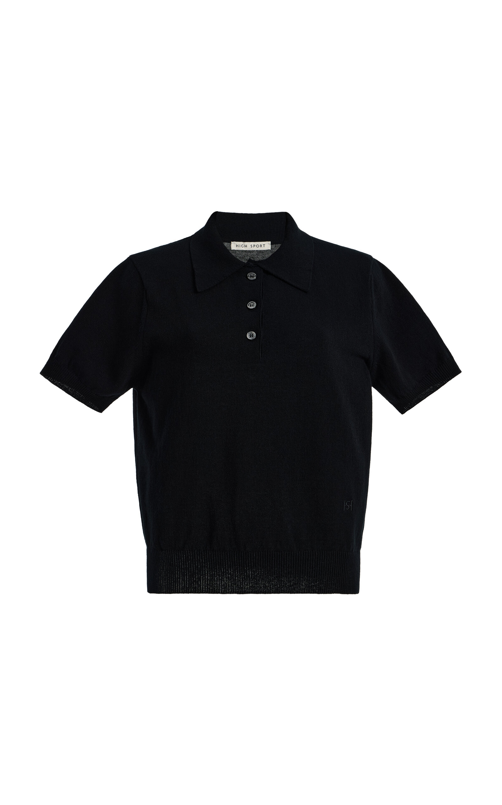 High Sport Court Cotton Crepe Polo Shirt In Black