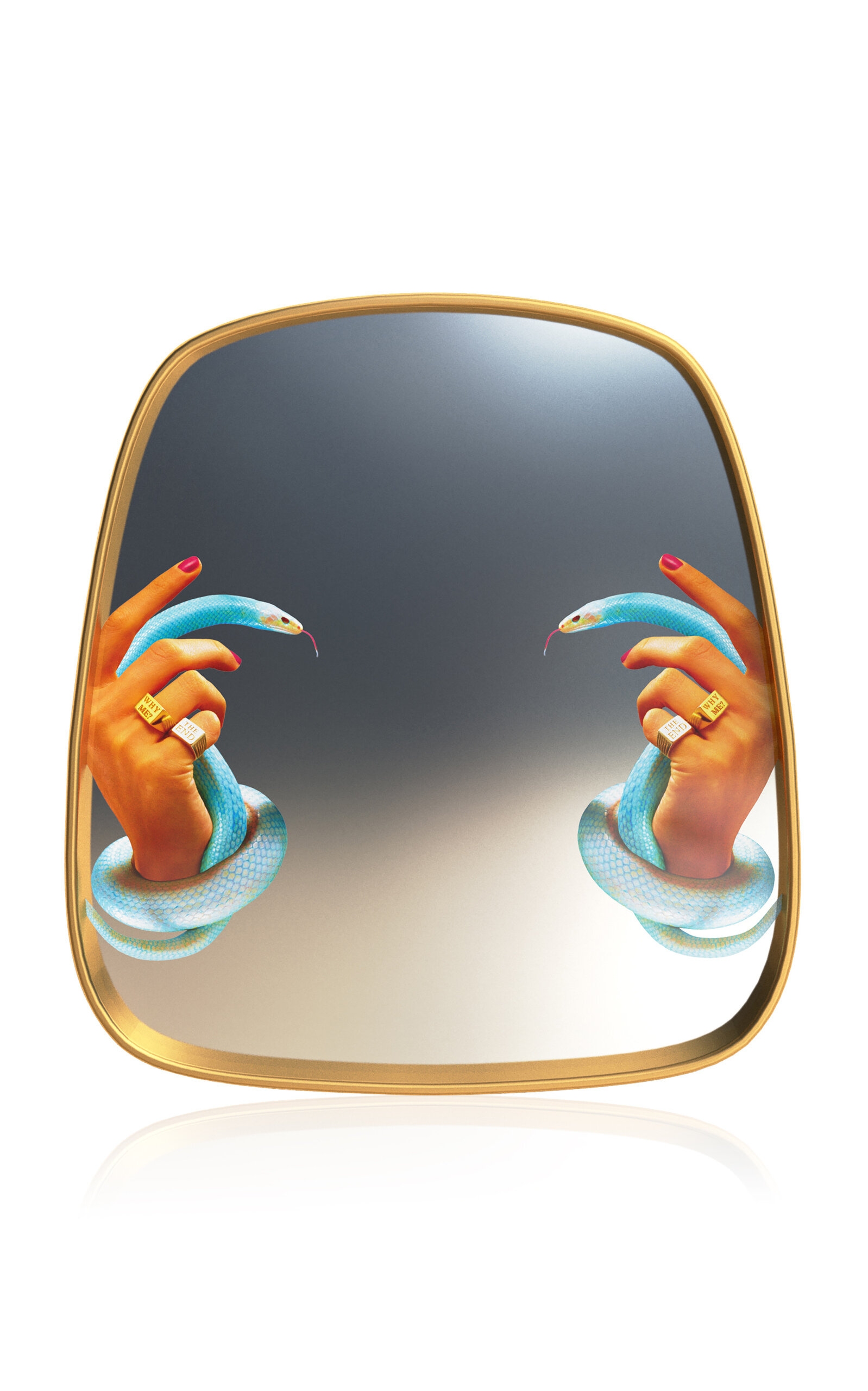 Seletti - "toiletpaper" Gold Frame Mirror - Hands With Snakes - Multi -